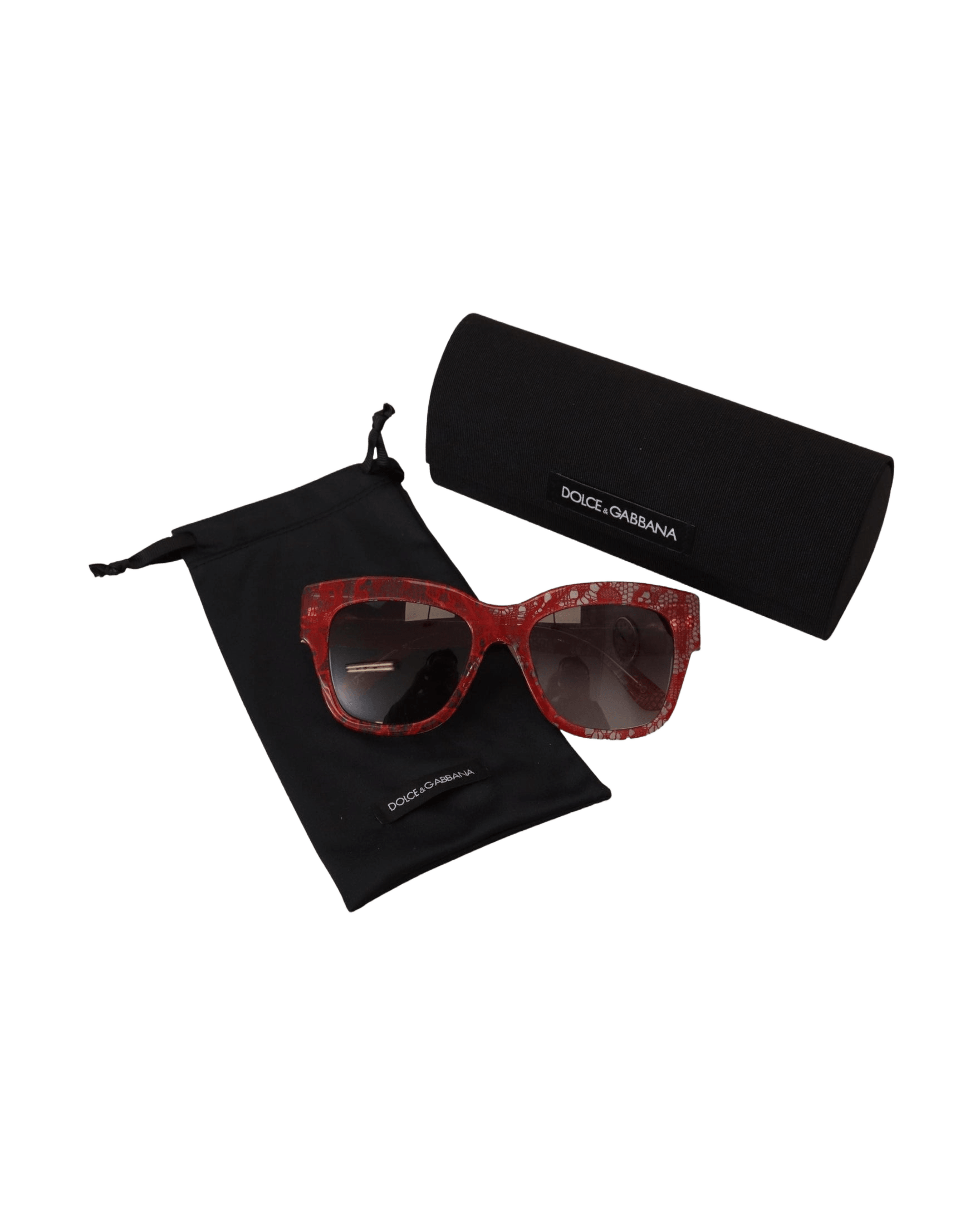Dolce & Gabbana Red Lace Acetate Rectangle Shades Dg4231F Sunglasses Sunglasses