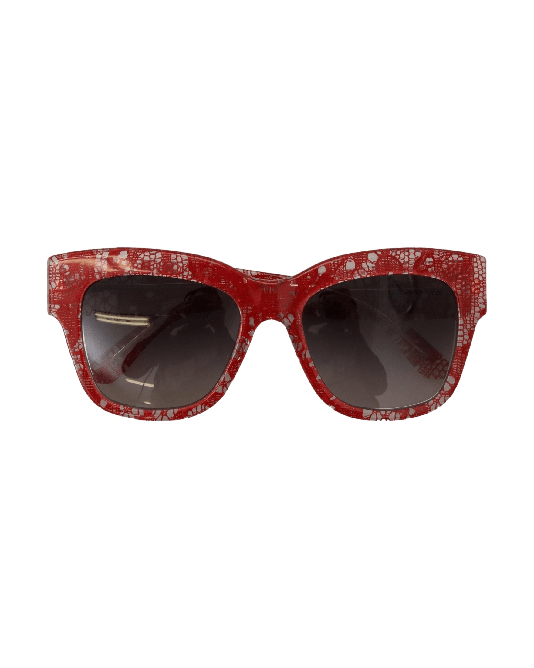 Dolce & Gabbana Red Lace Acetate Rectangle Shades Dg4231F Sunglasses Sunglasses