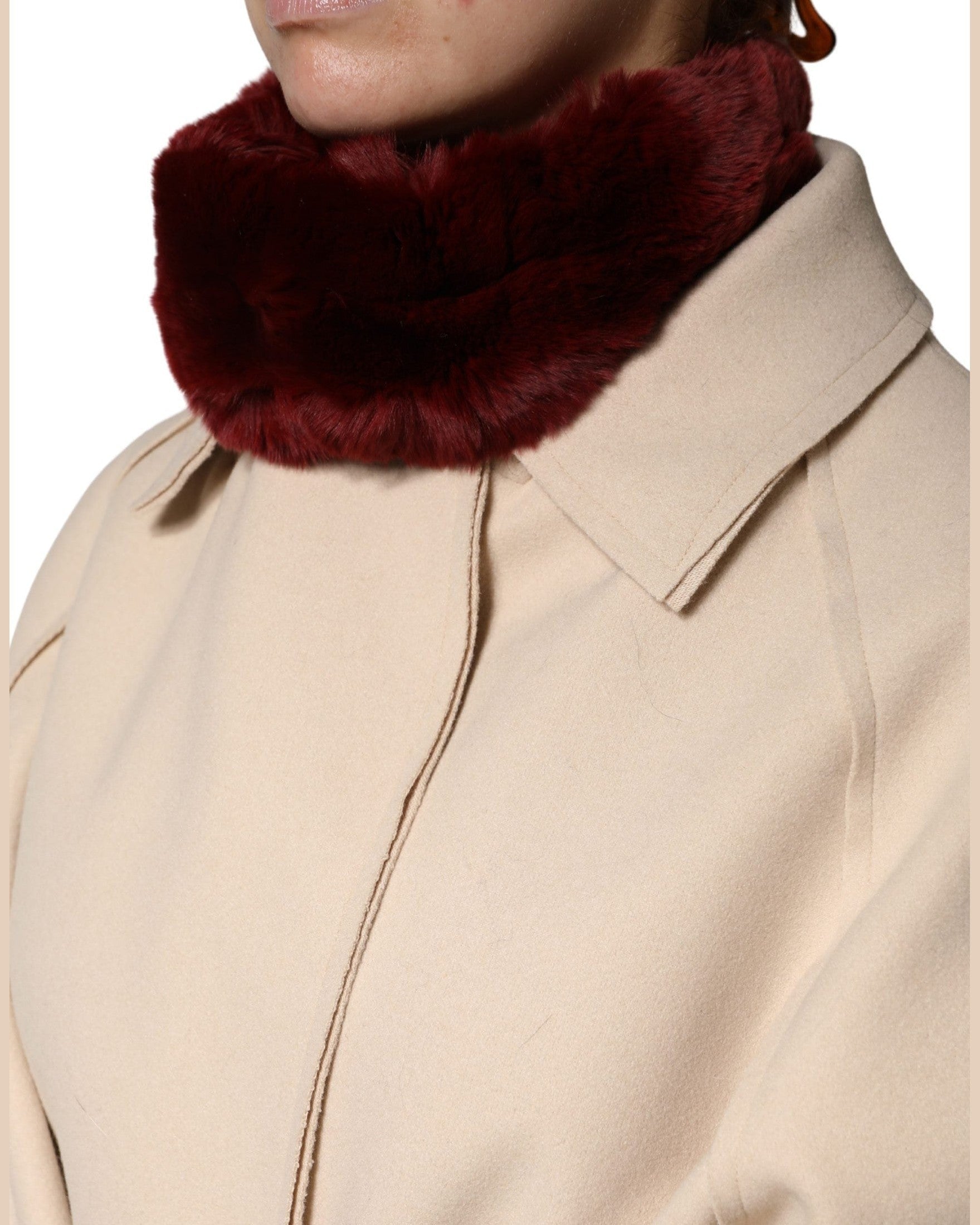 Dolce & Gabbana Red Lamb Fur Collar Neck Wrap Scarf