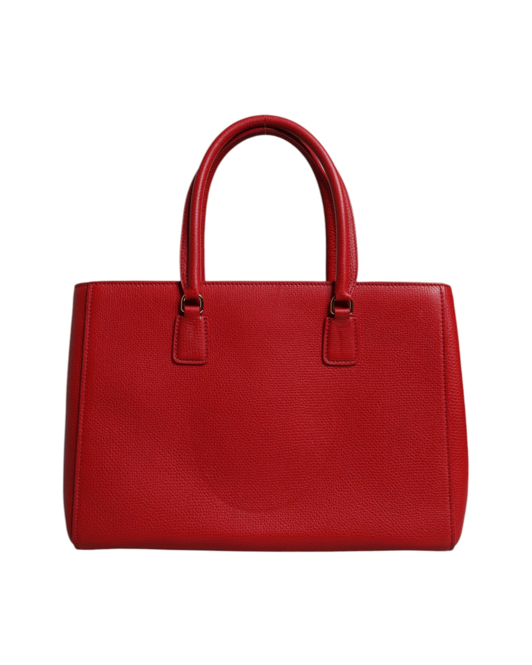 Dolce & Gabbana Red Leather Calfskin Logo Plaque Top Handle Bag Glam Steals
