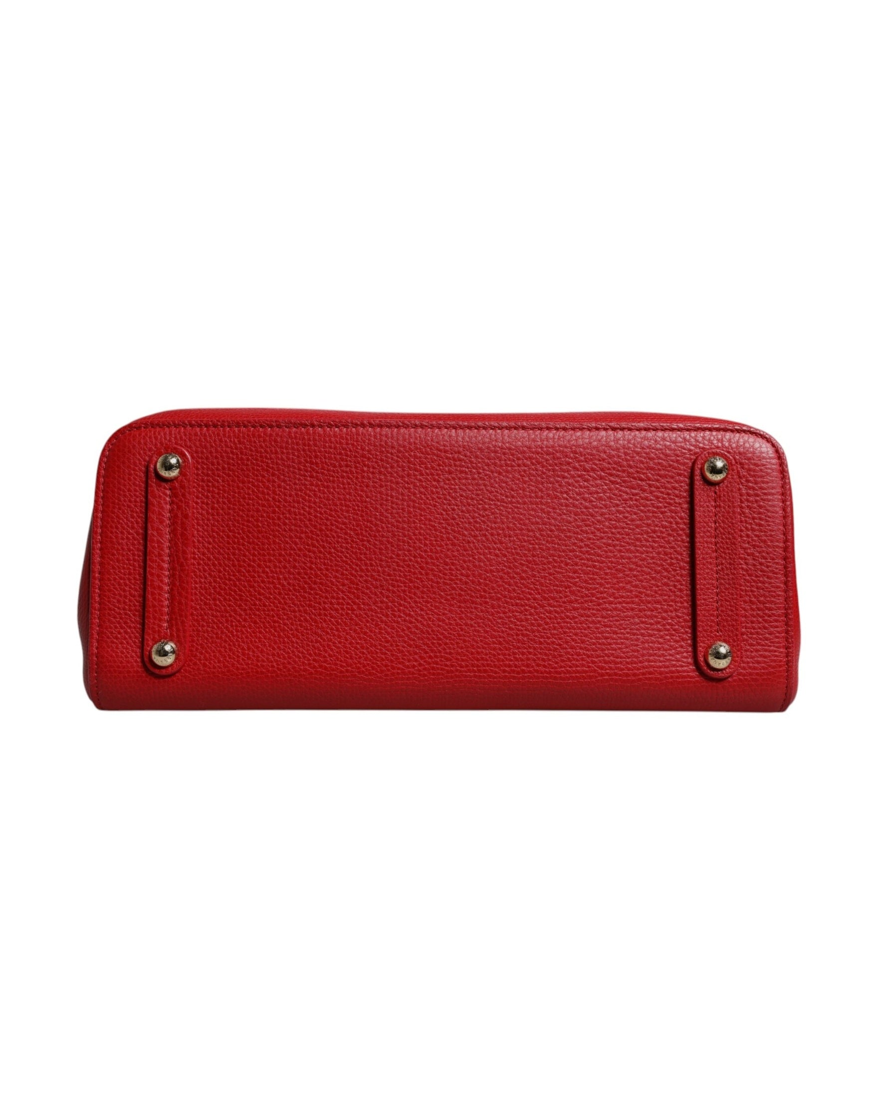 Dolce & Gabbana Red Leather Calfskin Logo Plaque Top Handle Bag Glam Steals