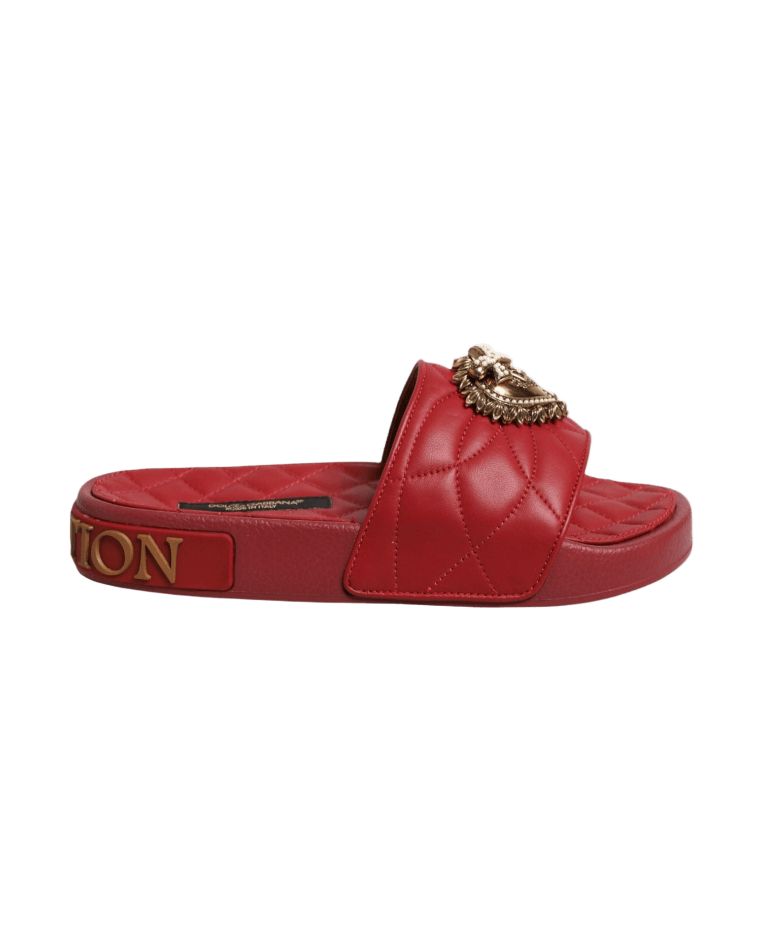 Dolce & Gabbana Red Leather Devotion Matelassé Slides Shoes Glam Steals