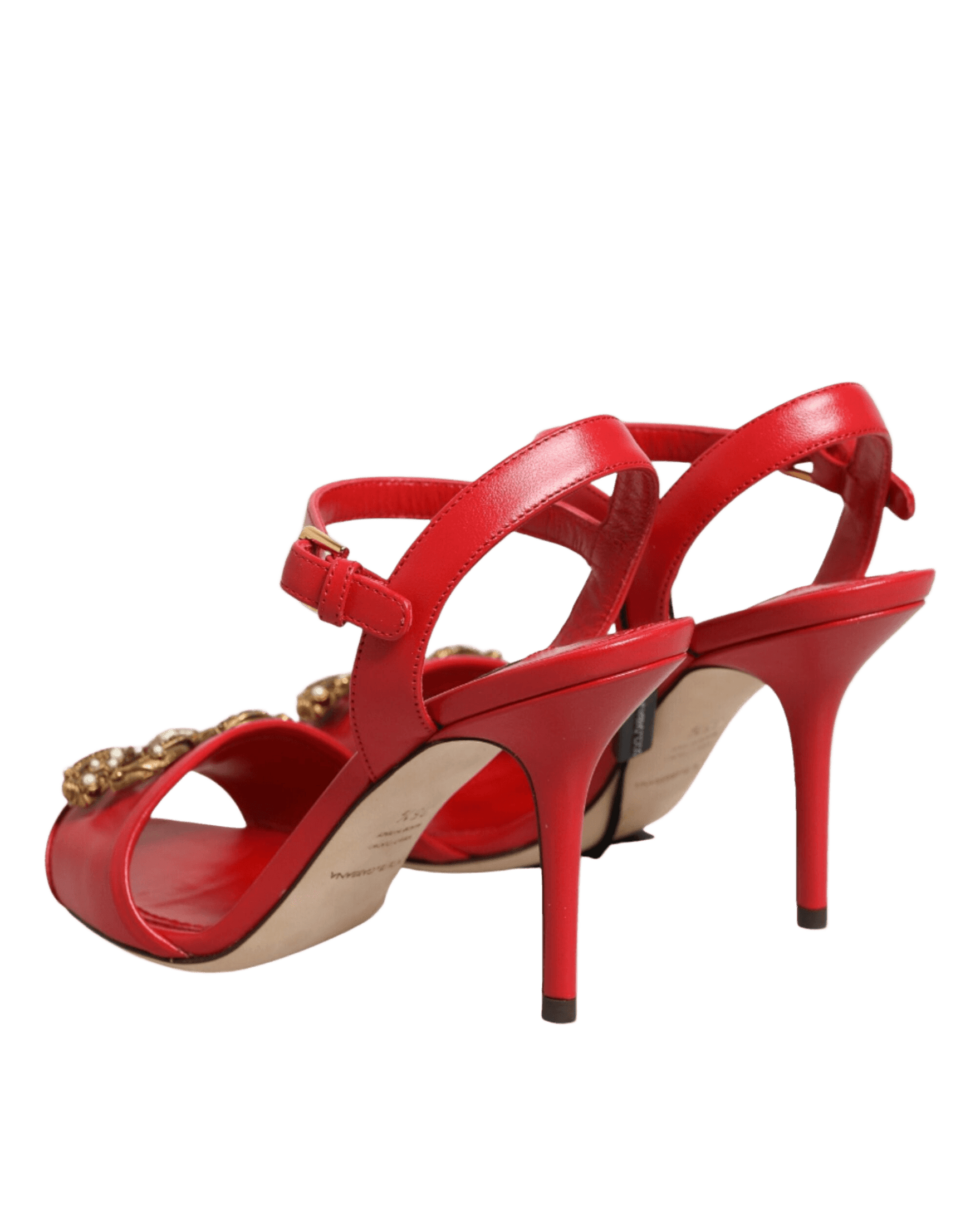 Dolce & Gabbana Red Leather Dg Amore Heels Sandals Shoes Heels