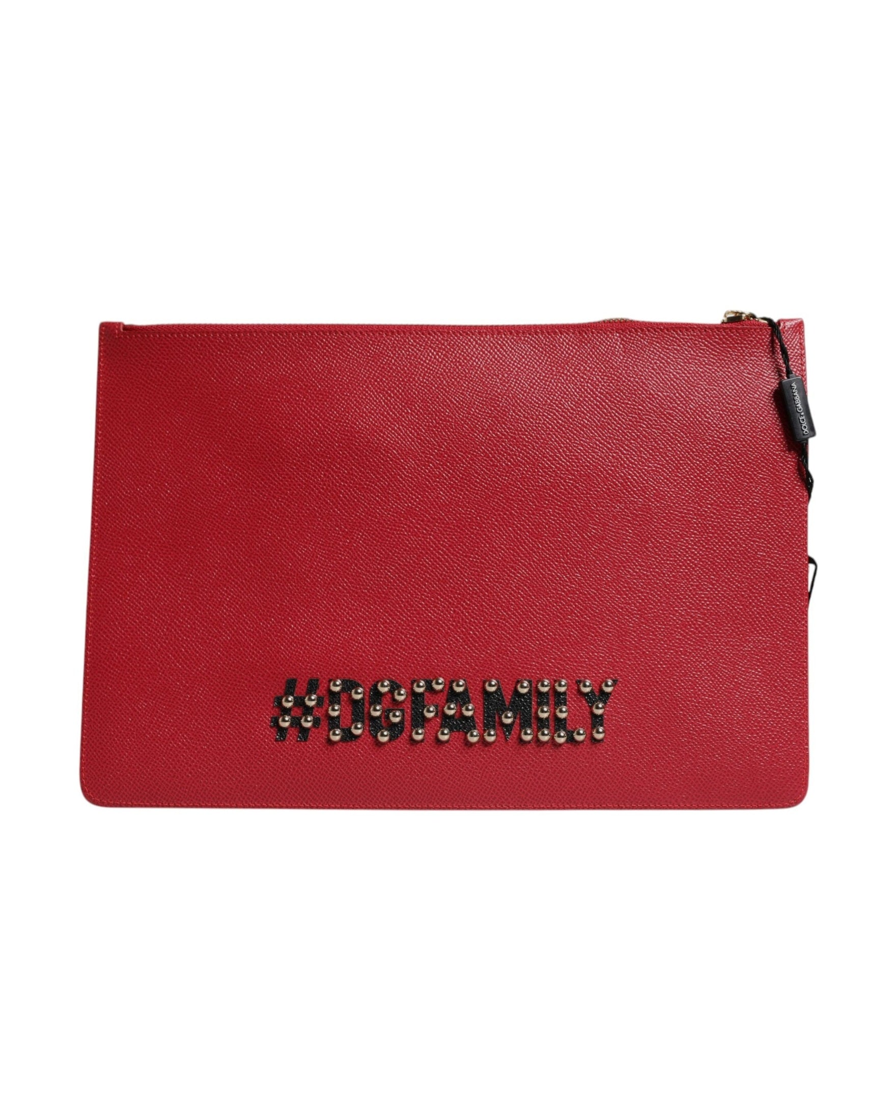 Dolce & Gabbana Red Leather #Dgfamily Embellished Clutch Bag Glam Steals