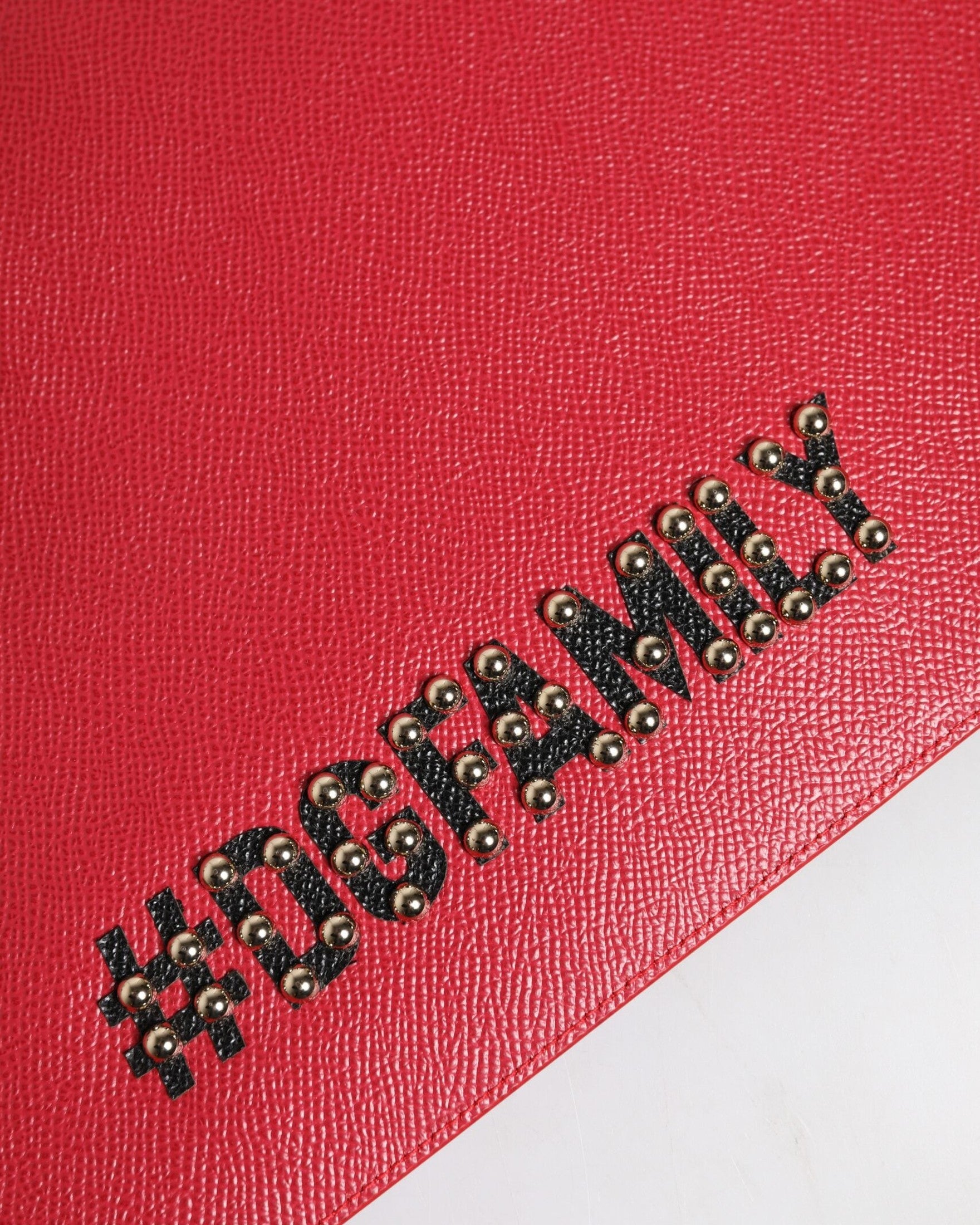 Dolce & Gabbana Red Leather #Dgfamily Embellished Clutch Bag Glam Steals