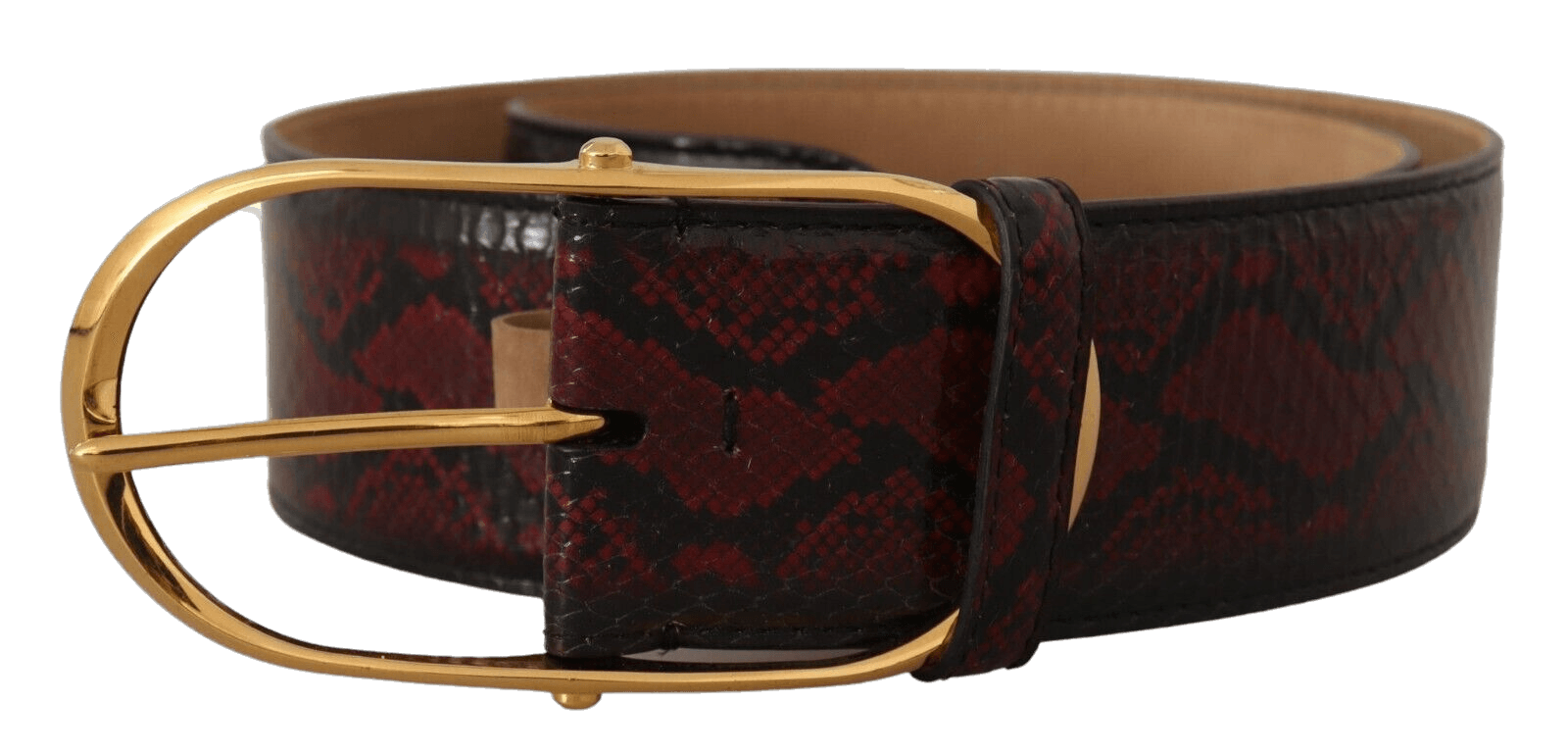 Dolce & Gabbana Red Leather Exotic Gold Oval Buckle Belt Glam Steals