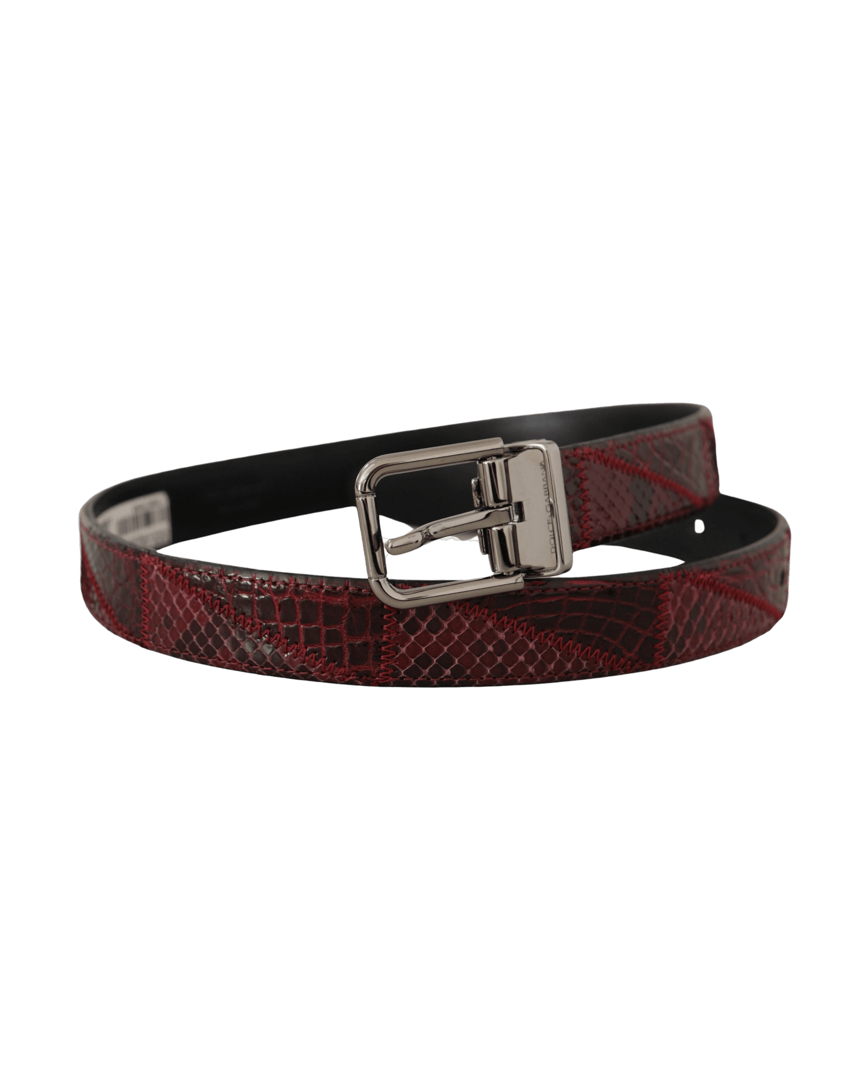 Dolce & Gabbana Red Leather Exotic Metal Logo Buckle Belt Belts