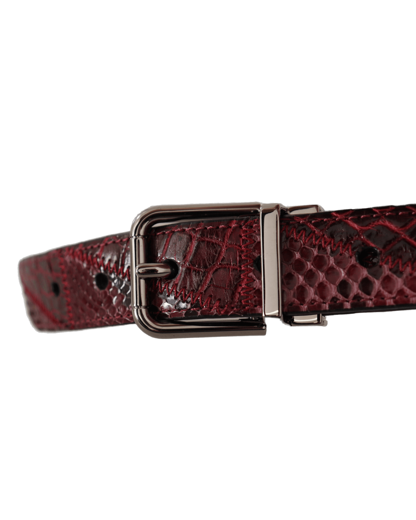 Dolce & Gabbana Red Leather Exotic Metal Logo Buckle Belt Belts