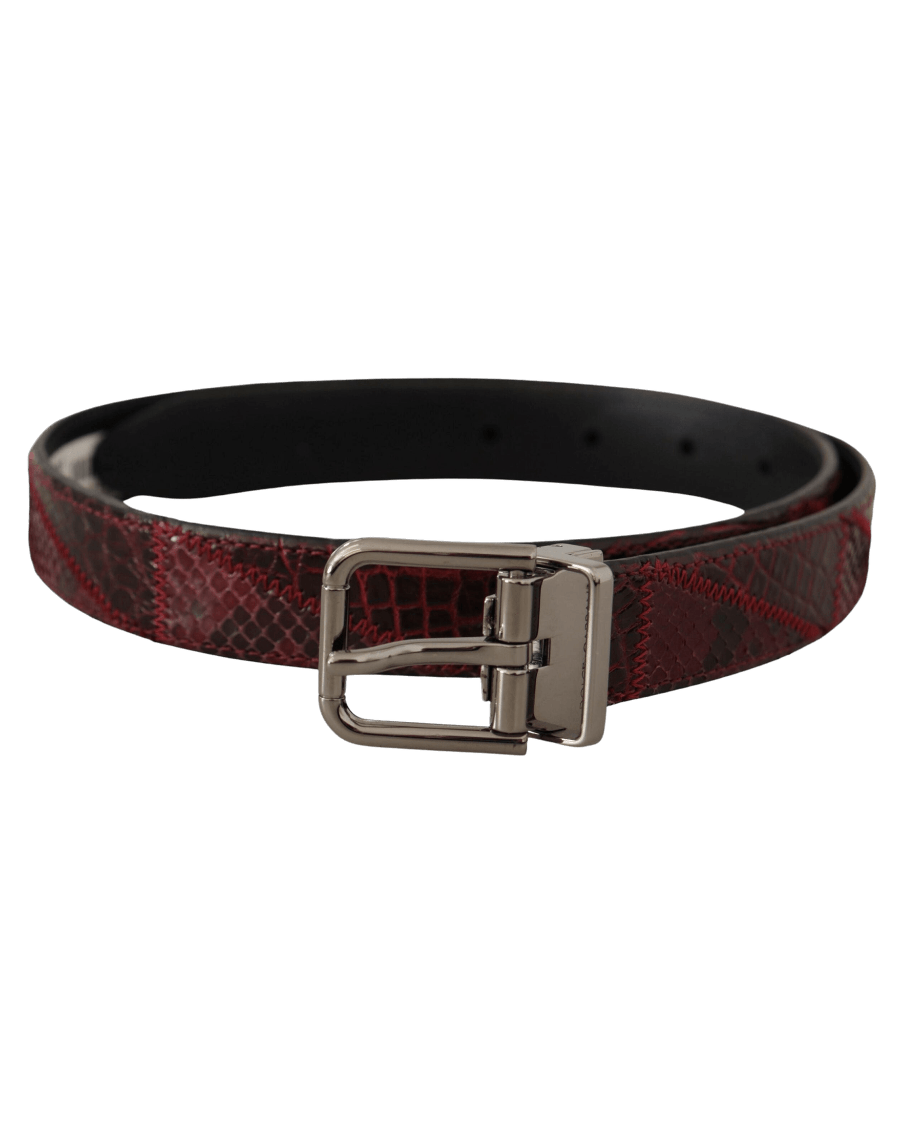 Dolce & Gabbana Red Leather Exotic Metal Logo Buckle Belt Belts