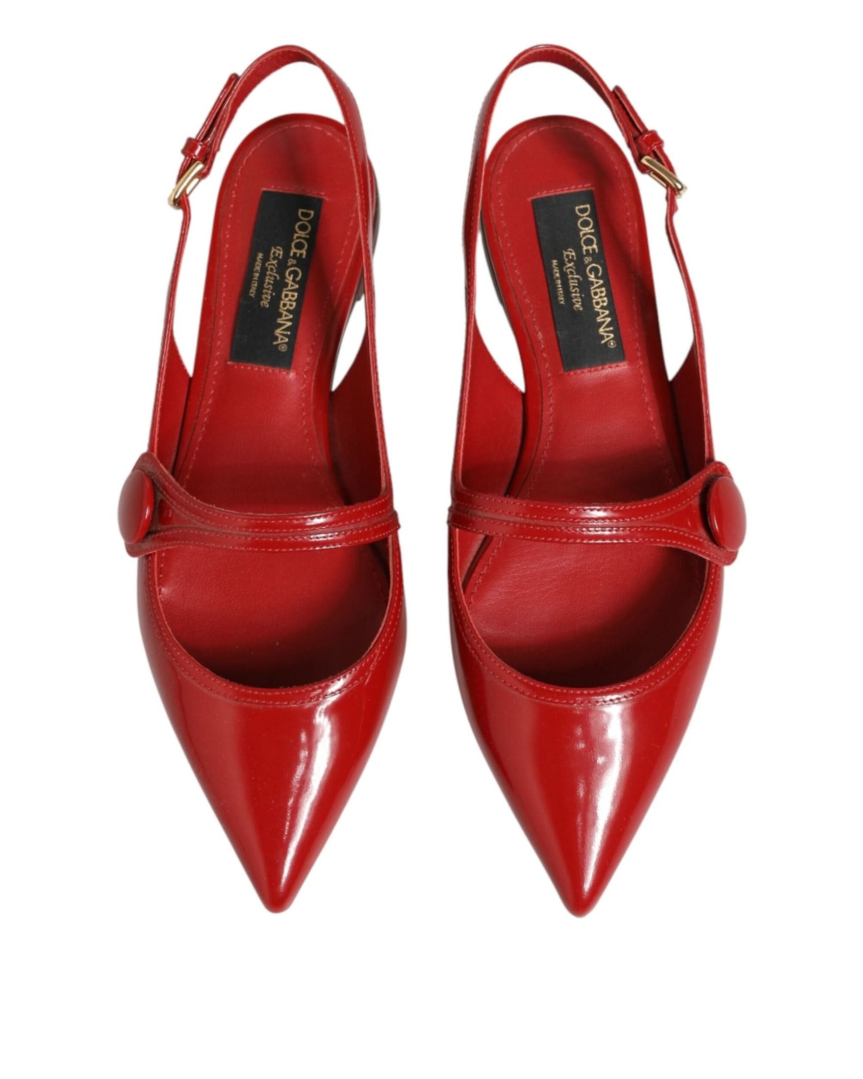 Dolce & Gabbana Red Leather Slingback Flats Sandals Shoes Flats
