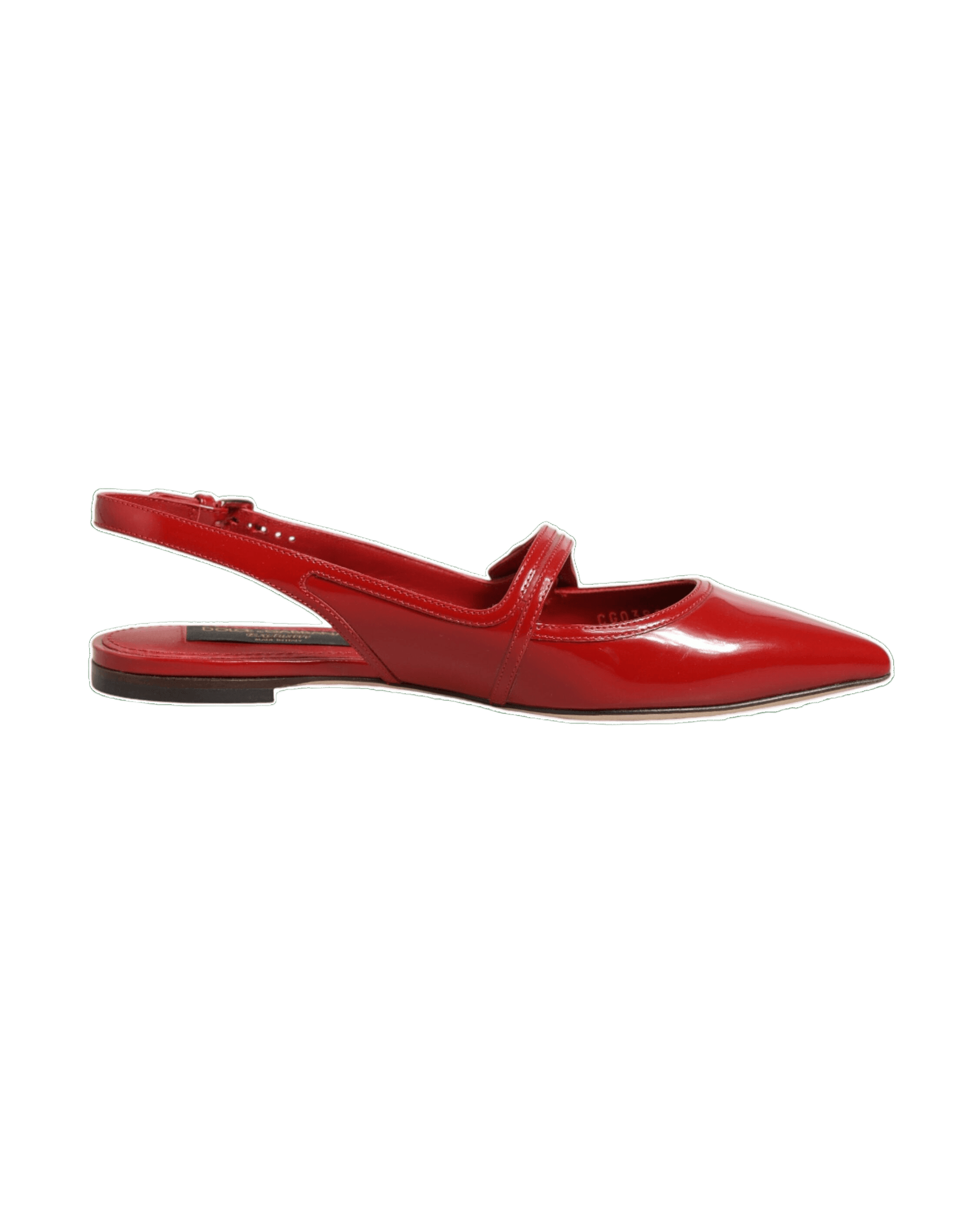 Dolce & Gabbana Red Leather Slingback Flats Sandals Shoes Glam Steals