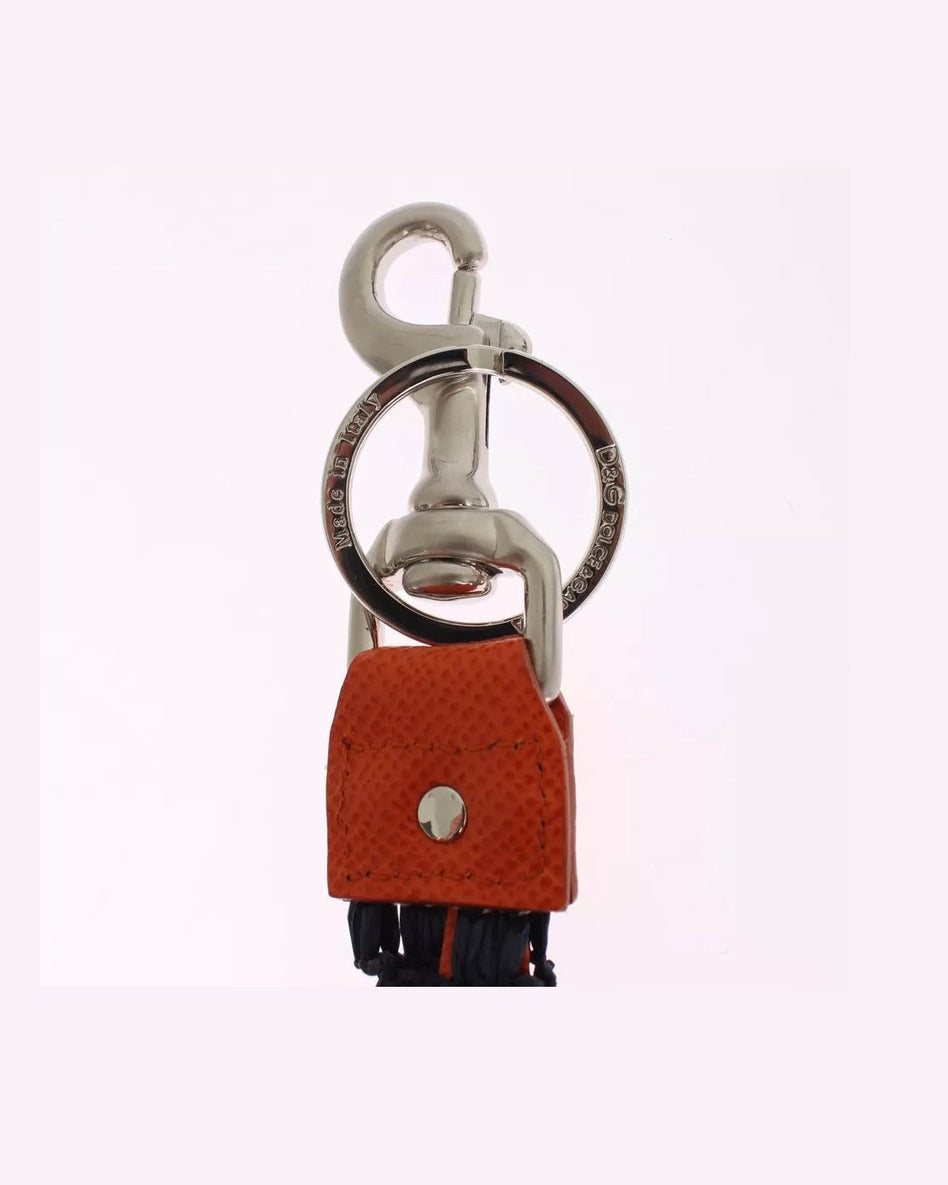 Dolce & Gabbana Red Leather Yellow Raffia Clasp Finder Keyring Keychain Glam Steals