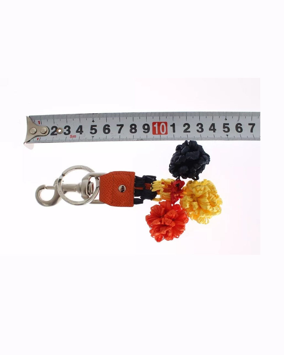Dolce & Gabbana Red Leather Yellow Raffia Clasp Finder Keyring Keychain Glam Steals