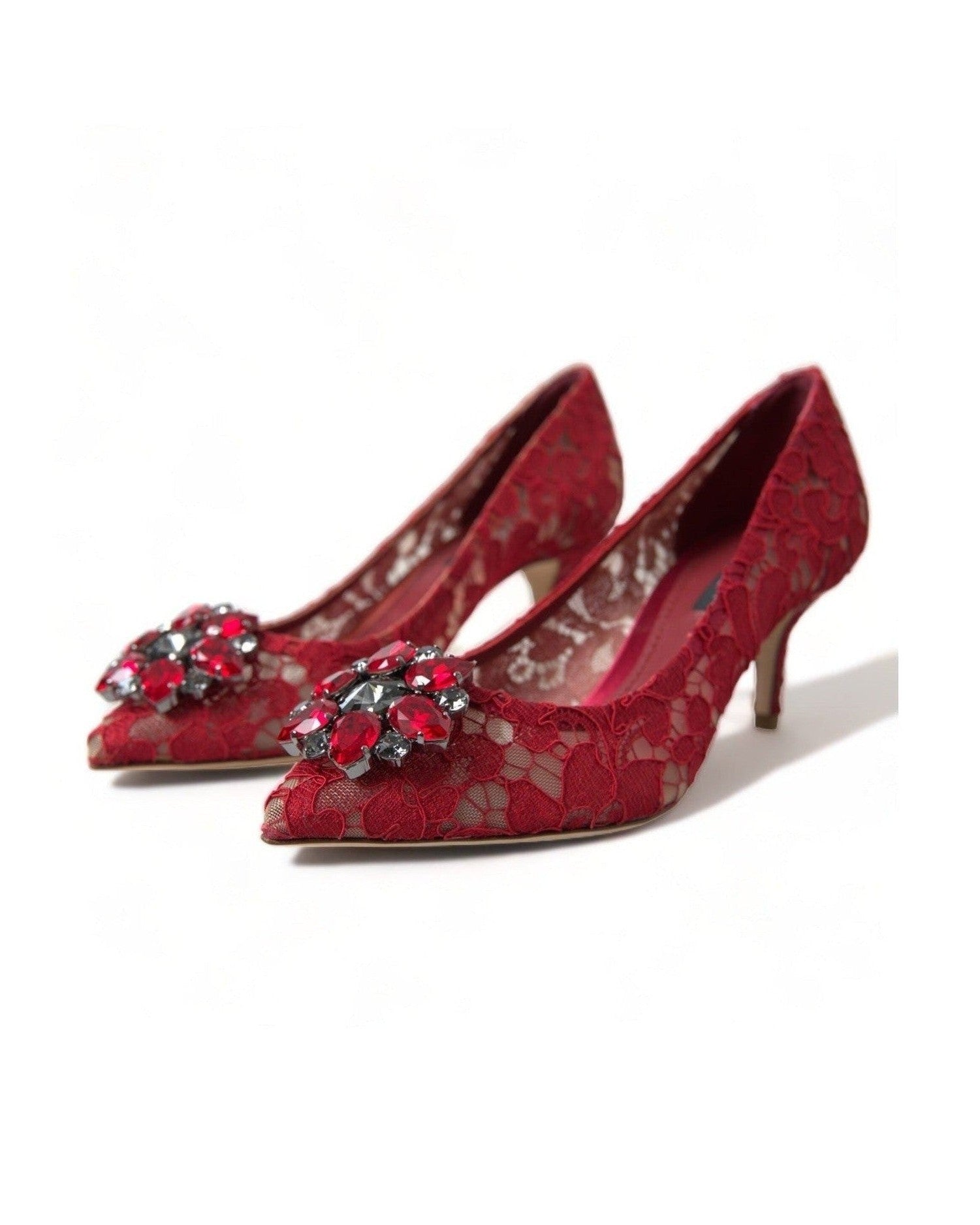 Dolce & Gabbana Radiant Lace Heels With Red Crystals Glam Steals
