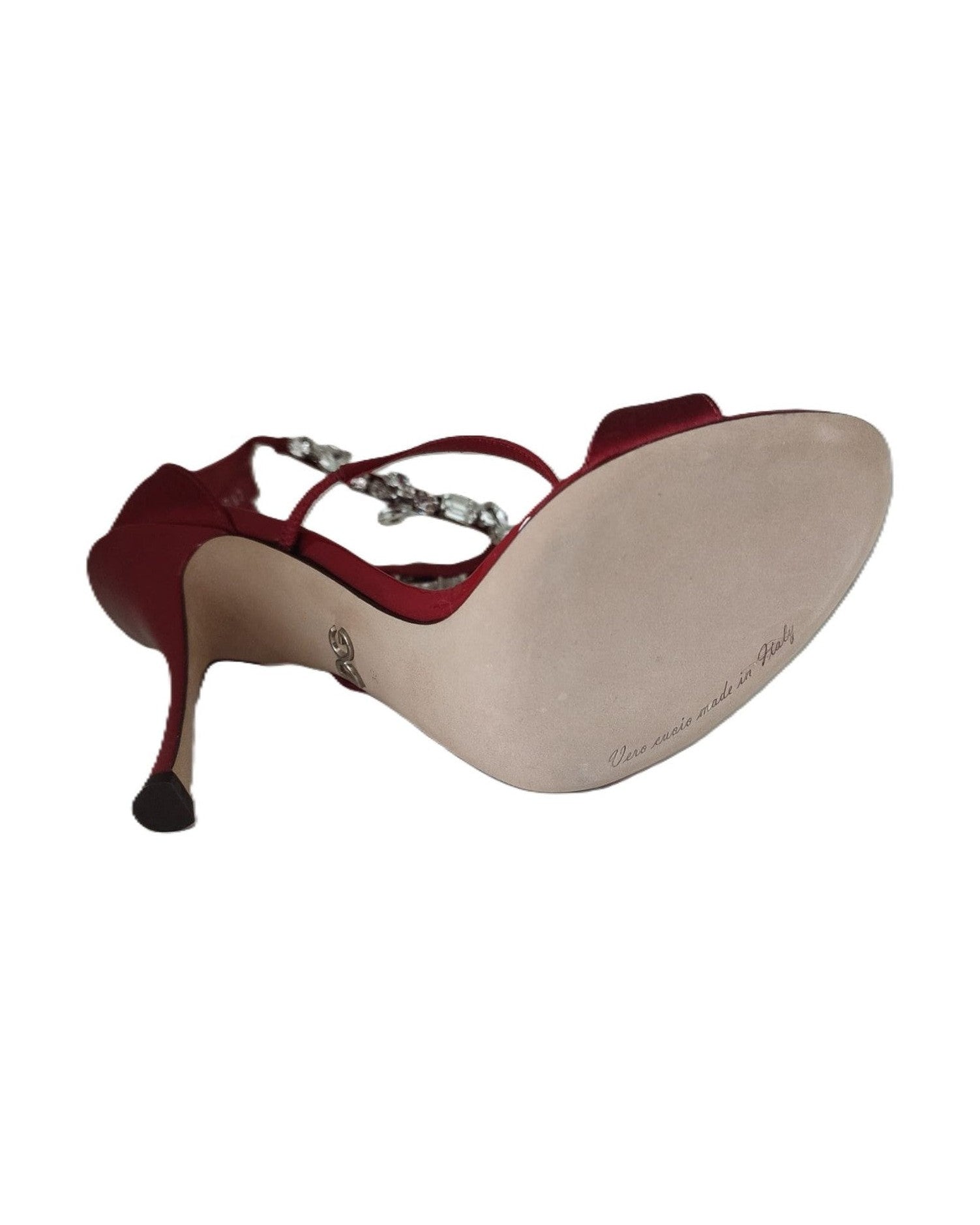 Dolce & Gabbana Red Satin Crystals Keira Sandals Heels Shoes Glam Steals