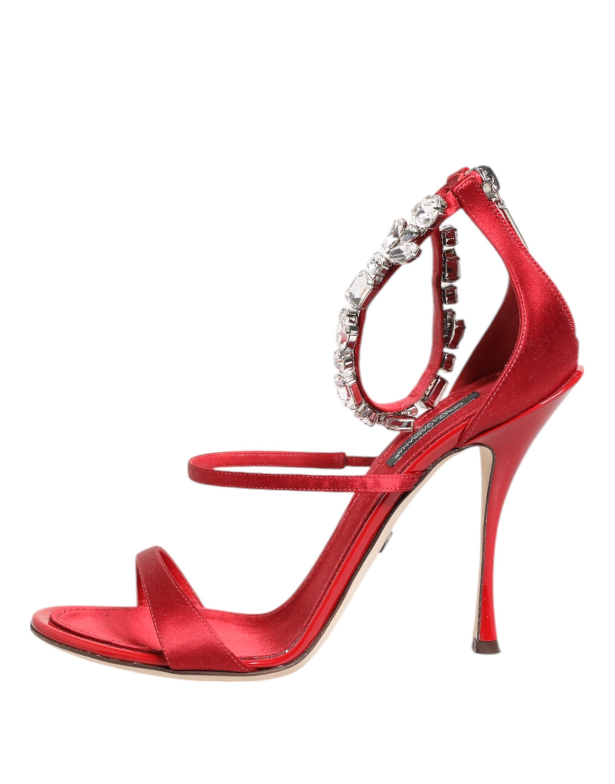 Dolce & Gabbana Red Satin Crystals Keira Sandals Heels Shoes Glam Steals