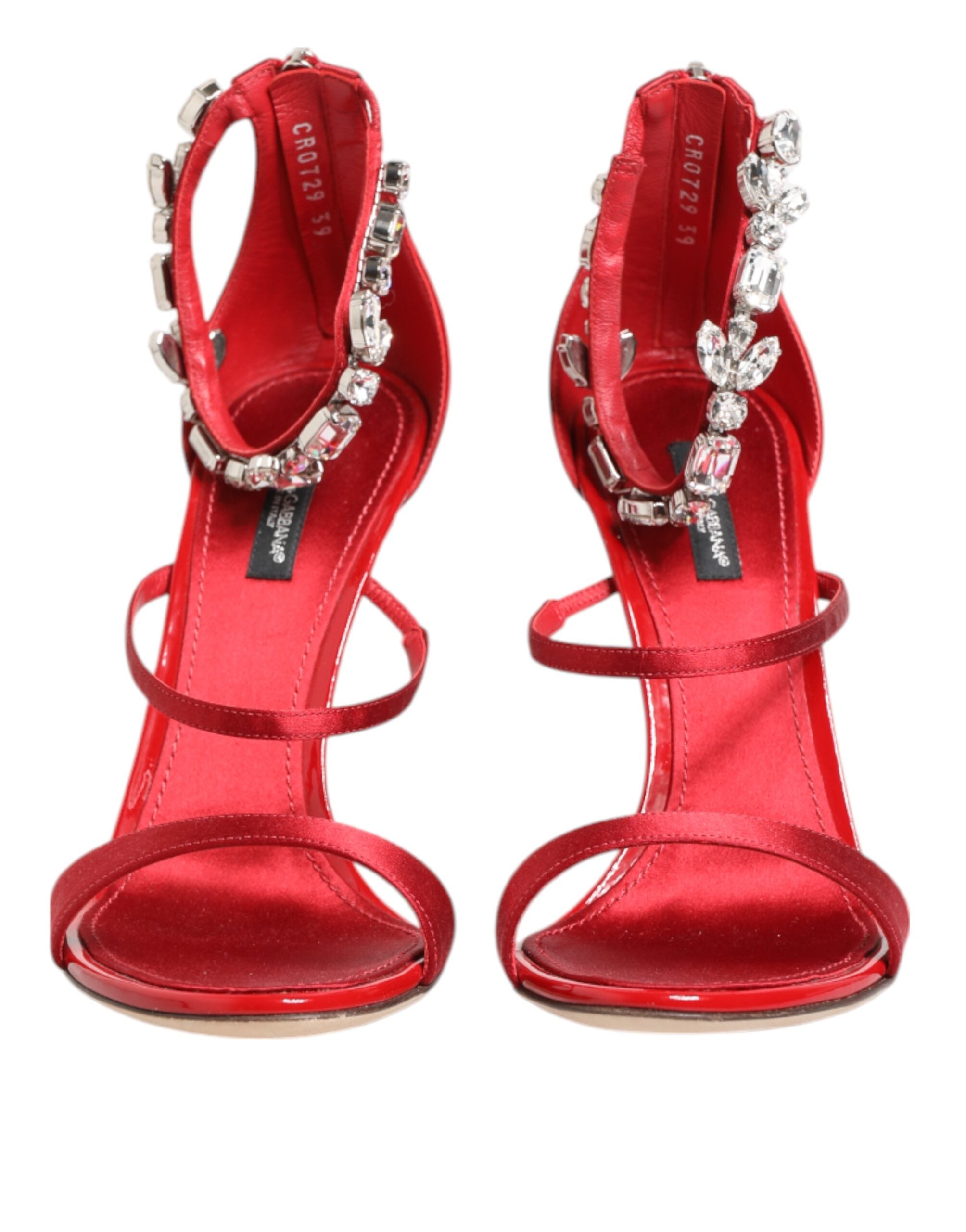 Dolce & Gabbana Red Satin Crystals Keira Sandals Heels Shoes Glam Steals