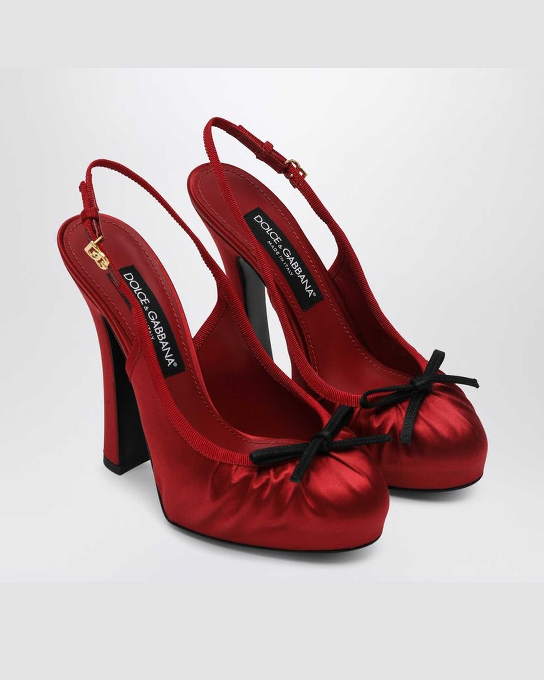 Dolce & Gabbana Red Satin Dolce&gabbana High Slingback Glam Steals
