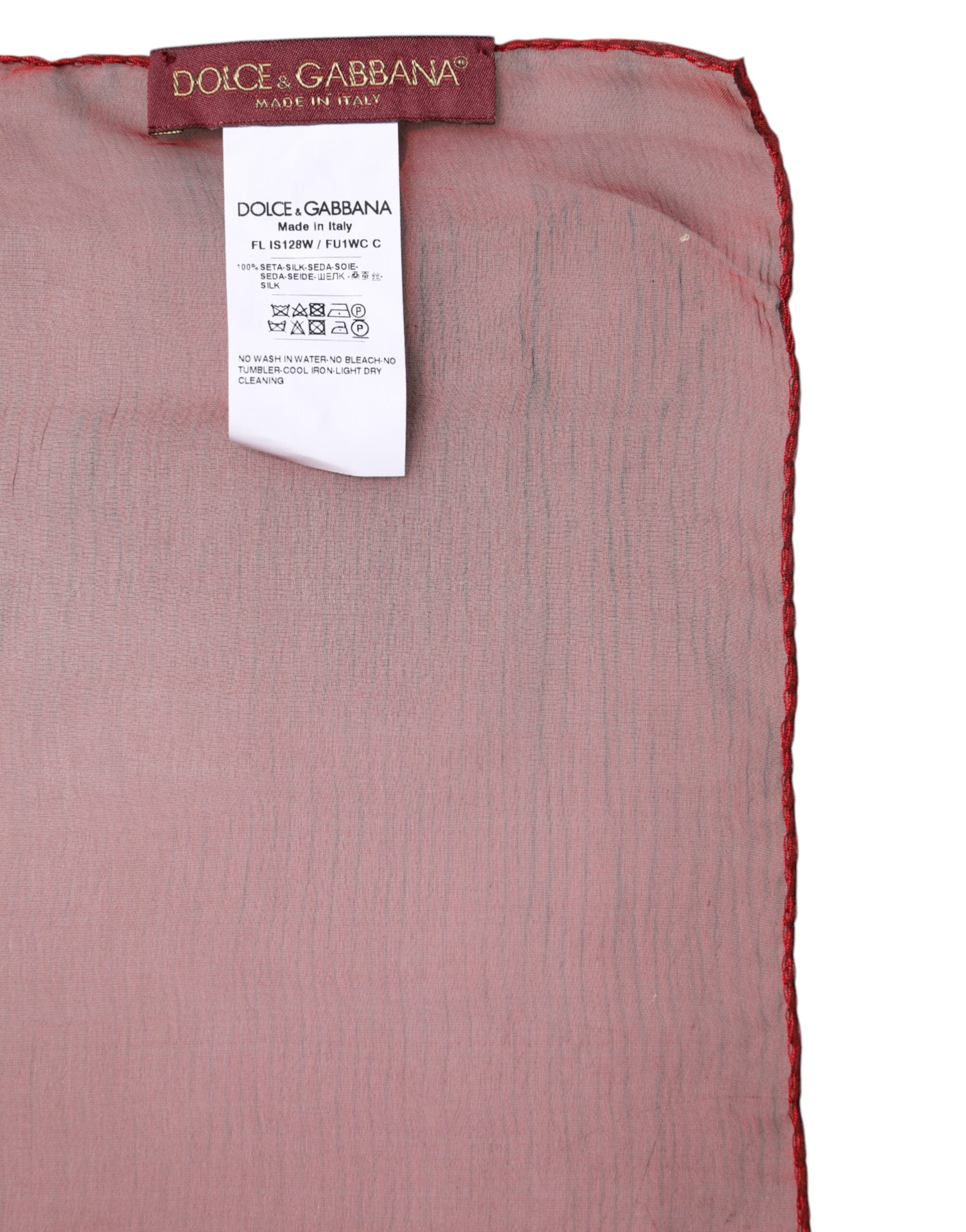 Dolce & Gabbana Red Silk Rectangle Women Wrap Shawl Scarf Glam Steals