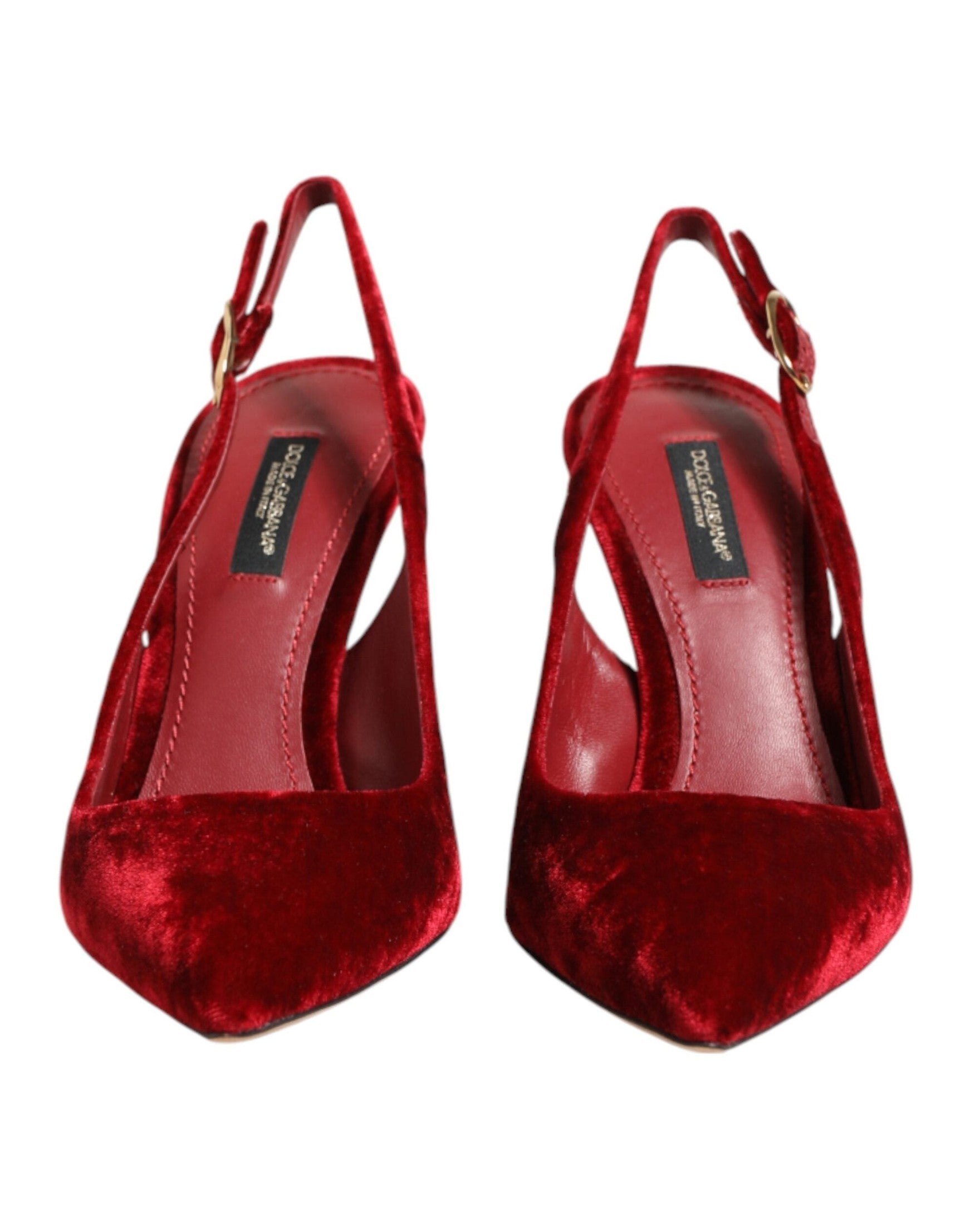 Dolce & Gabbana Red Suede High Heels Slingbacks Sandals Shoes Glam Steals