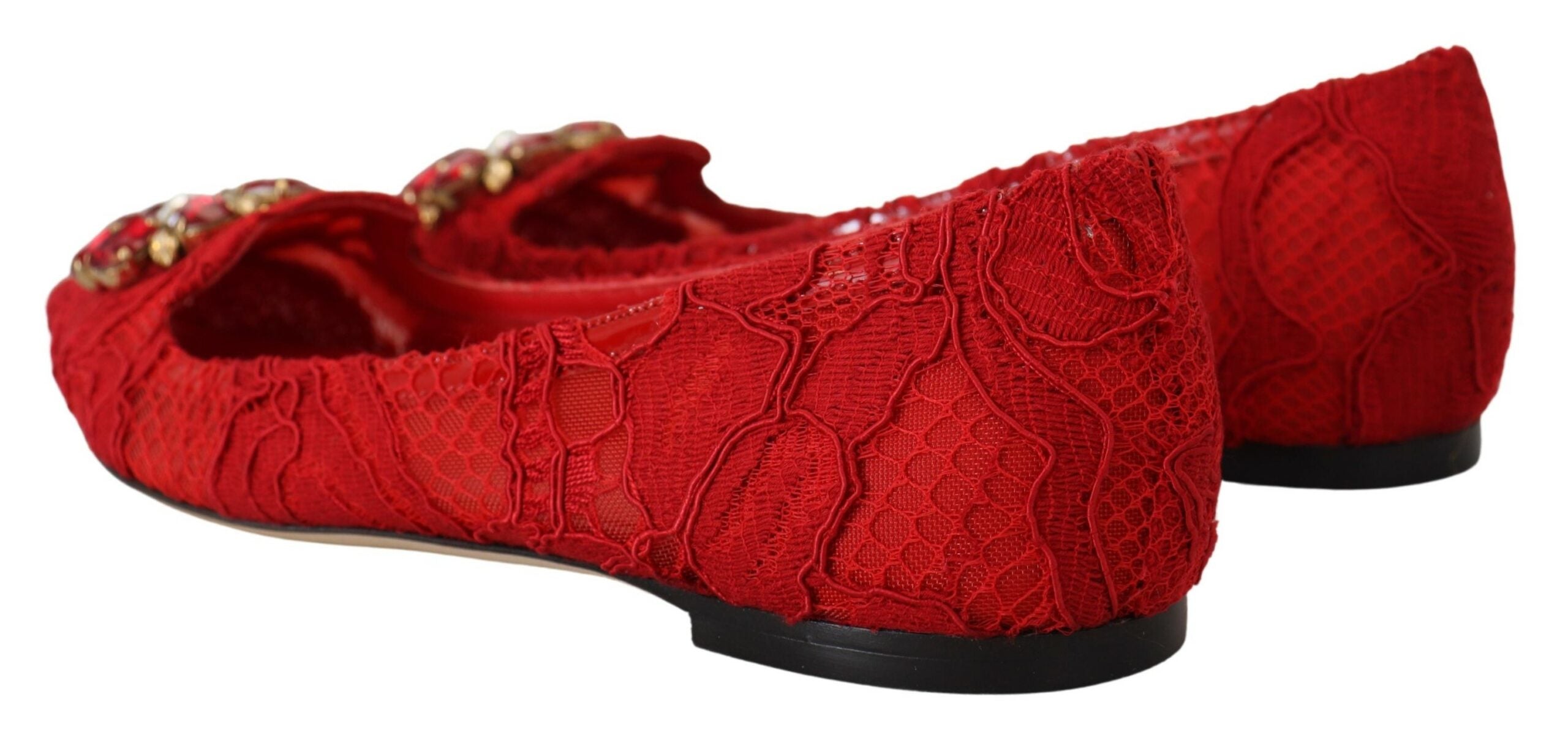 Dolce & Gabbana Red Taormina Crystals Loafers Flats Glam Steals