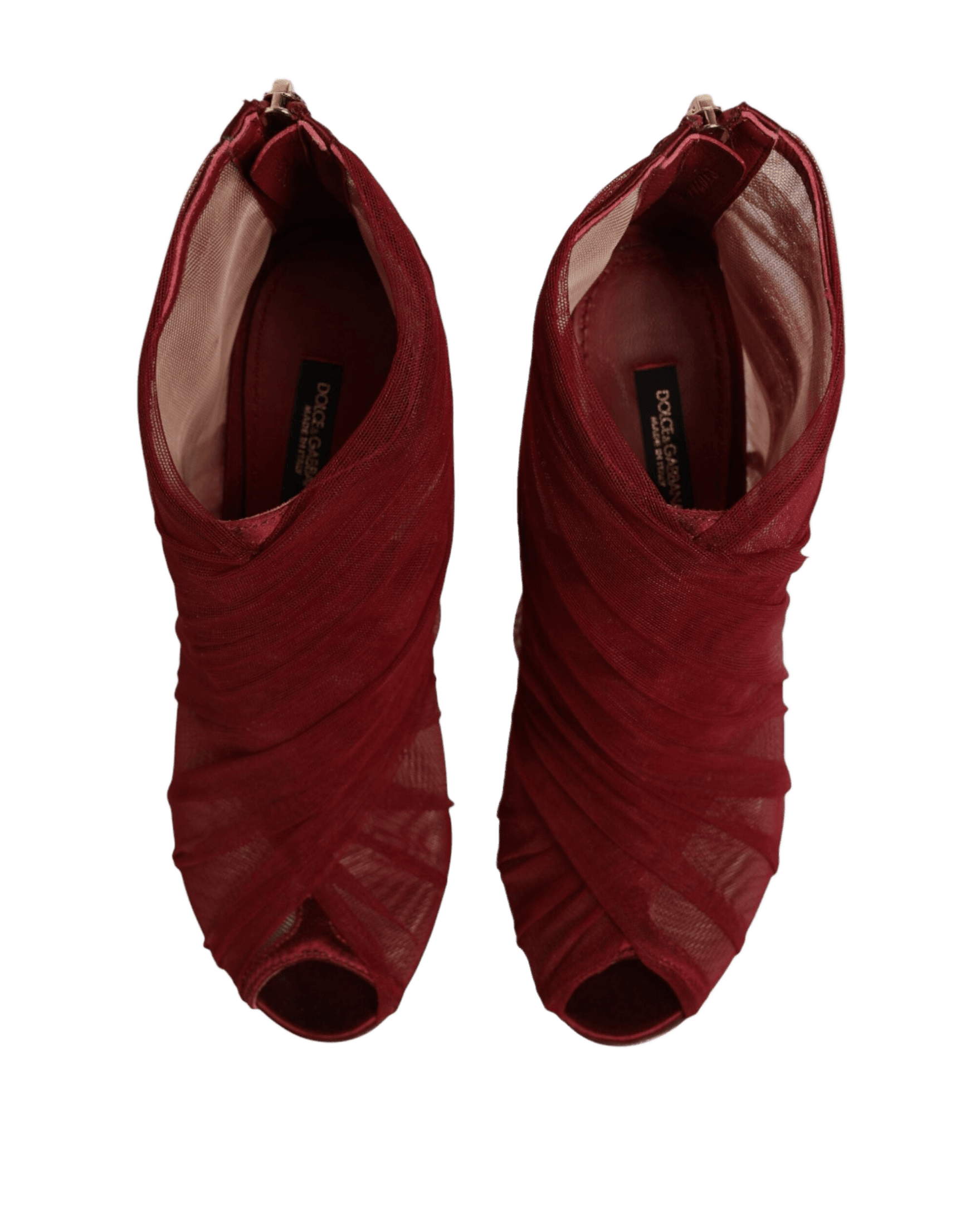 Dolce & Gabbana Red Tulle Ankle Boots Stiletto Heels Shoes Boots
