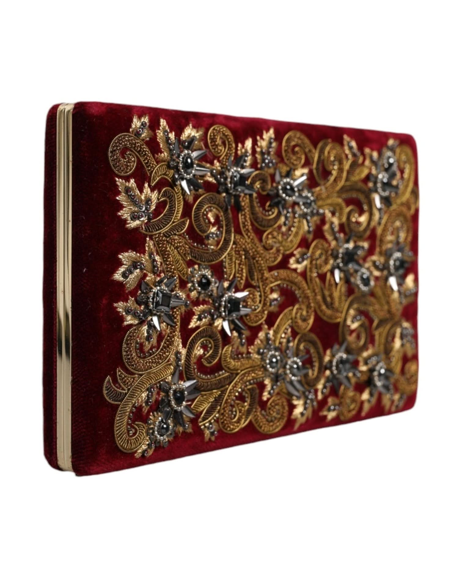 Dolce & Gabbana Red Velvet Clutch Clutch Bags