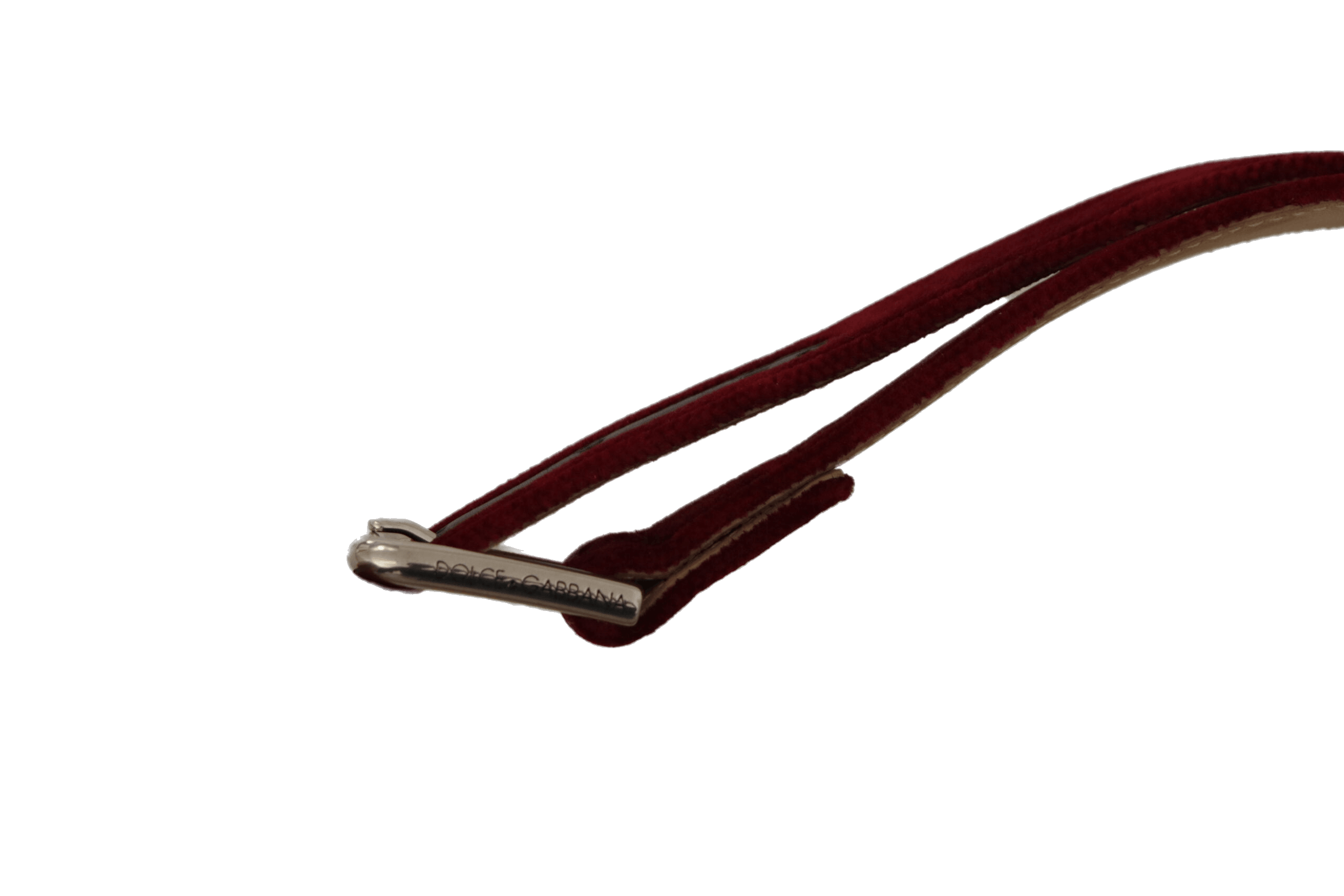 Dolce & Gabbana Red Velvet Silver Logo Engraved Metal Buckle Belt Glam Steals