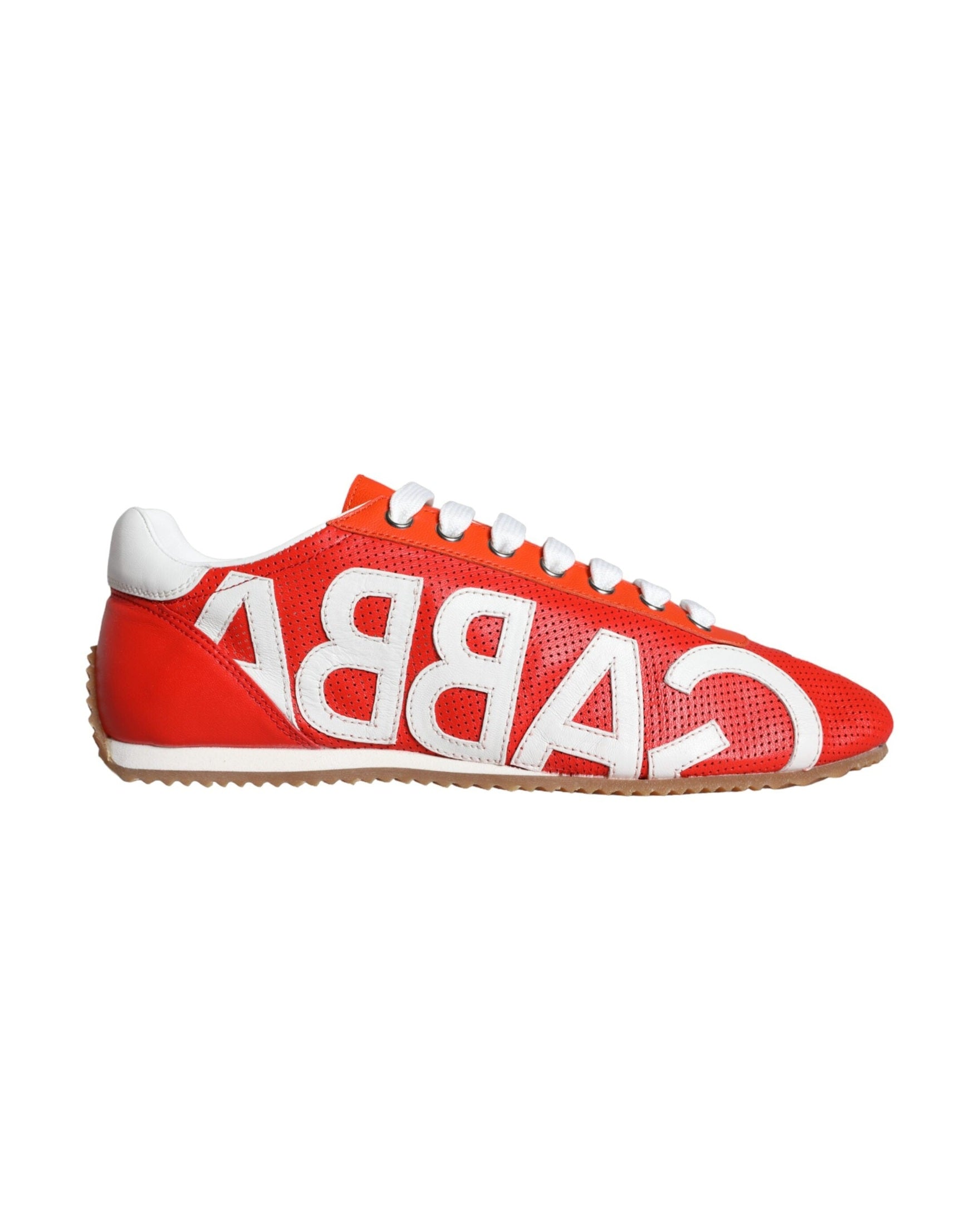 Dolce & Gabbana Red White Leather Logo Casual Sneakers Shoes Glam Steals