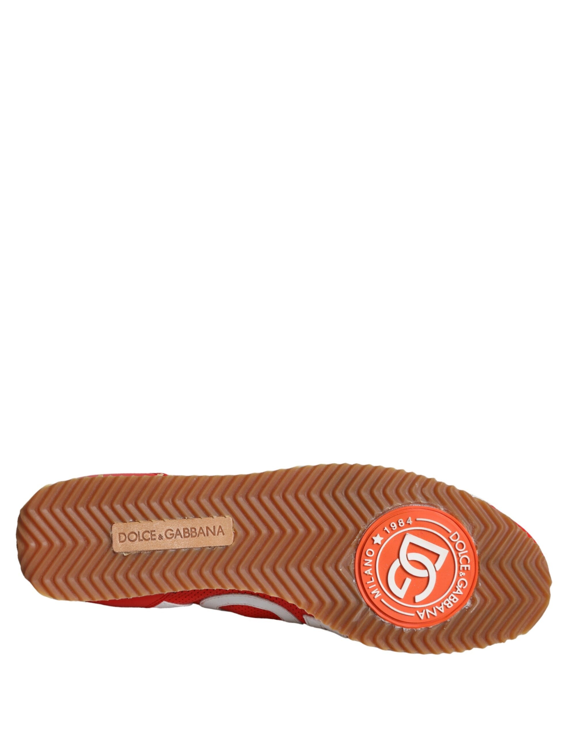 Dolce & Gabbana Red White Leather Logo Casual Sneakers Shoes Glam Steals