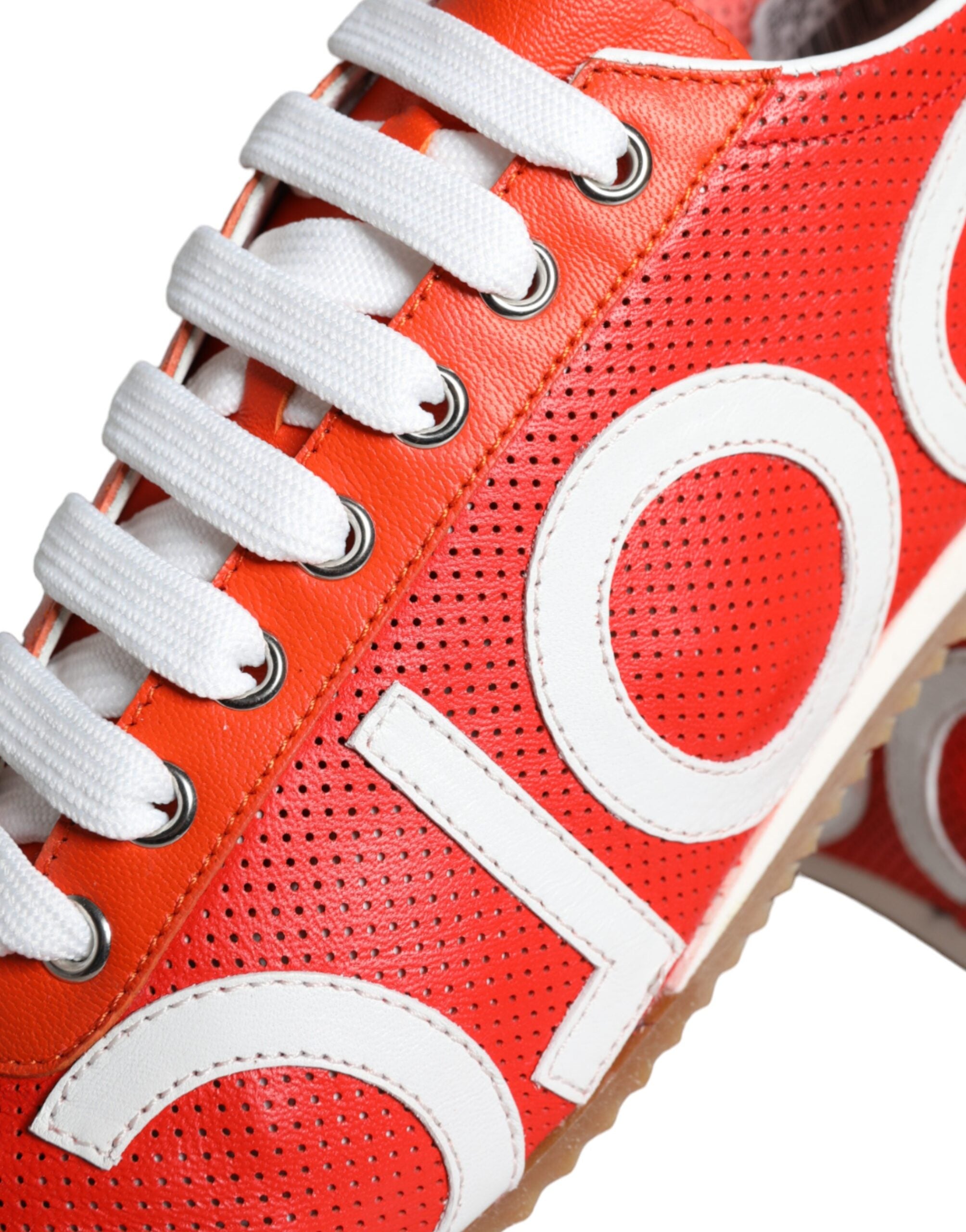 Dolce & Gabbana Red White Leather Logo Casual Sneakers Shoes Glam Steals