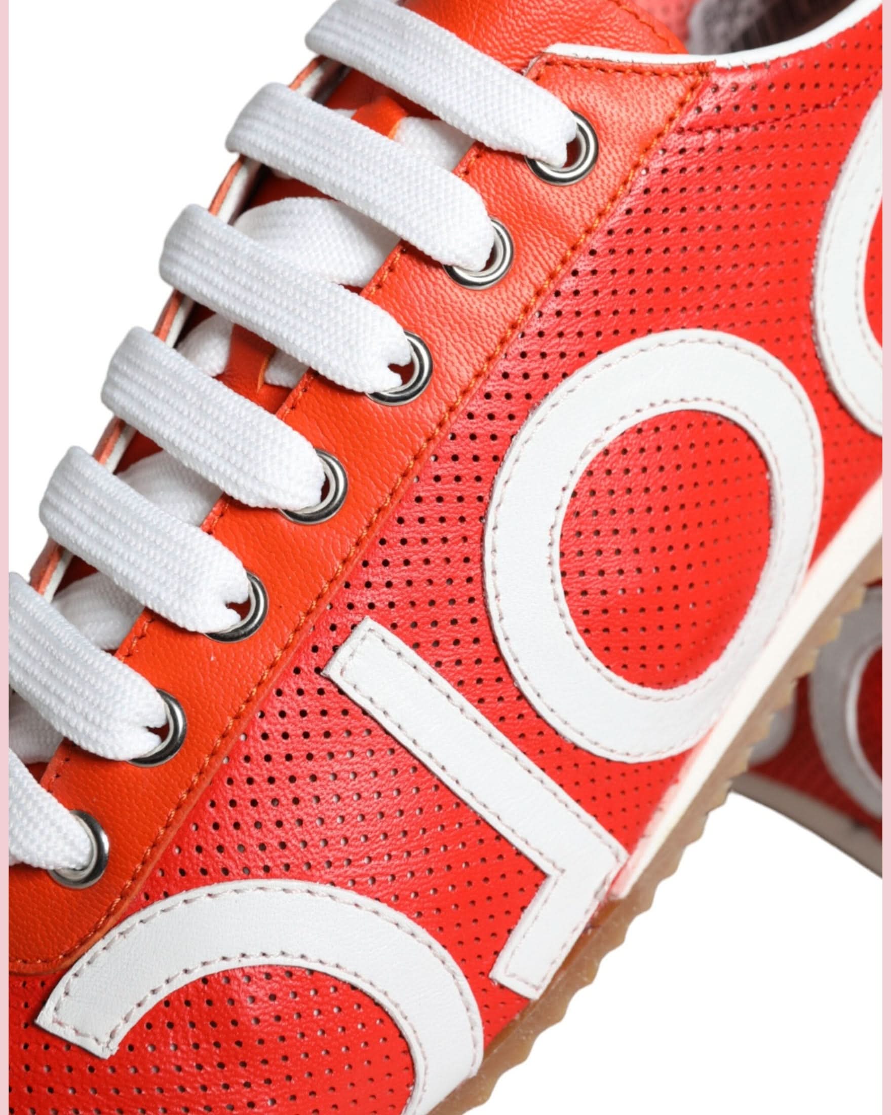 Dolce & Gabbana Red Leather Logo Casual Sneakers Shoes Sneakers