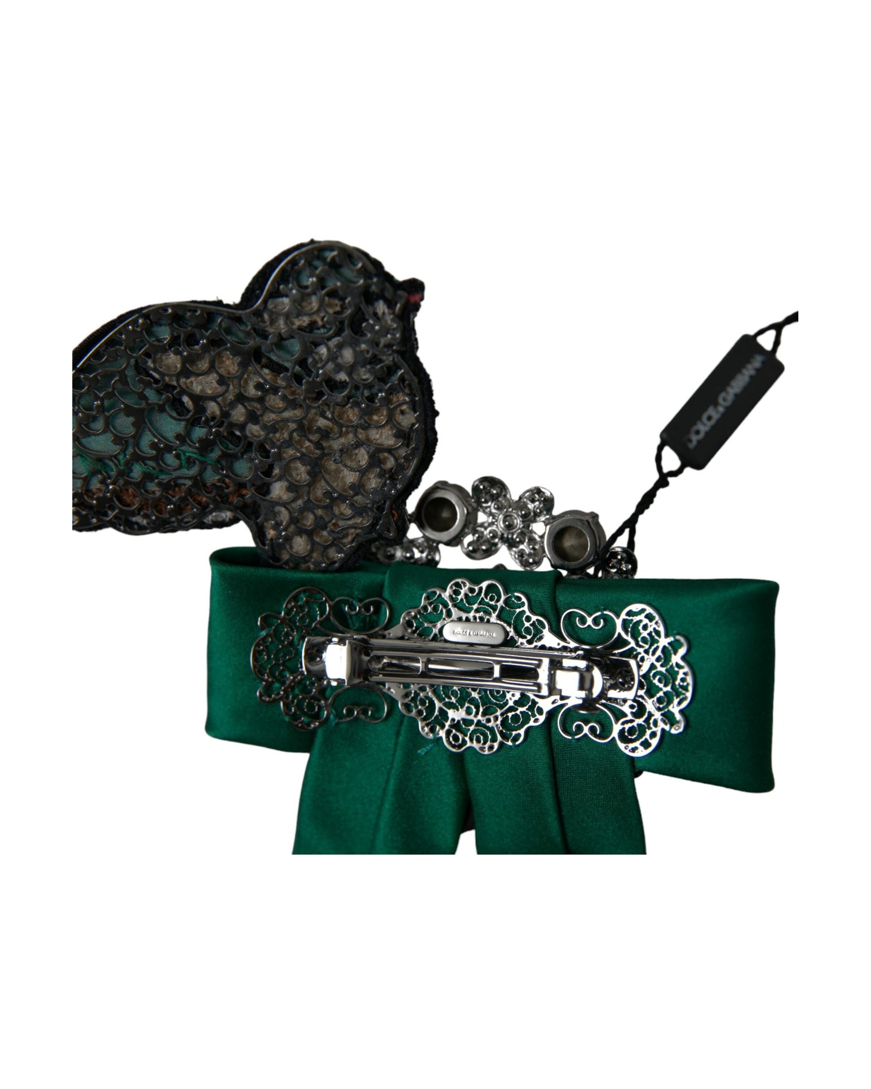Dolce & Gabbana Satin Bird Crystal Women Hair Green Clip Glam Steals