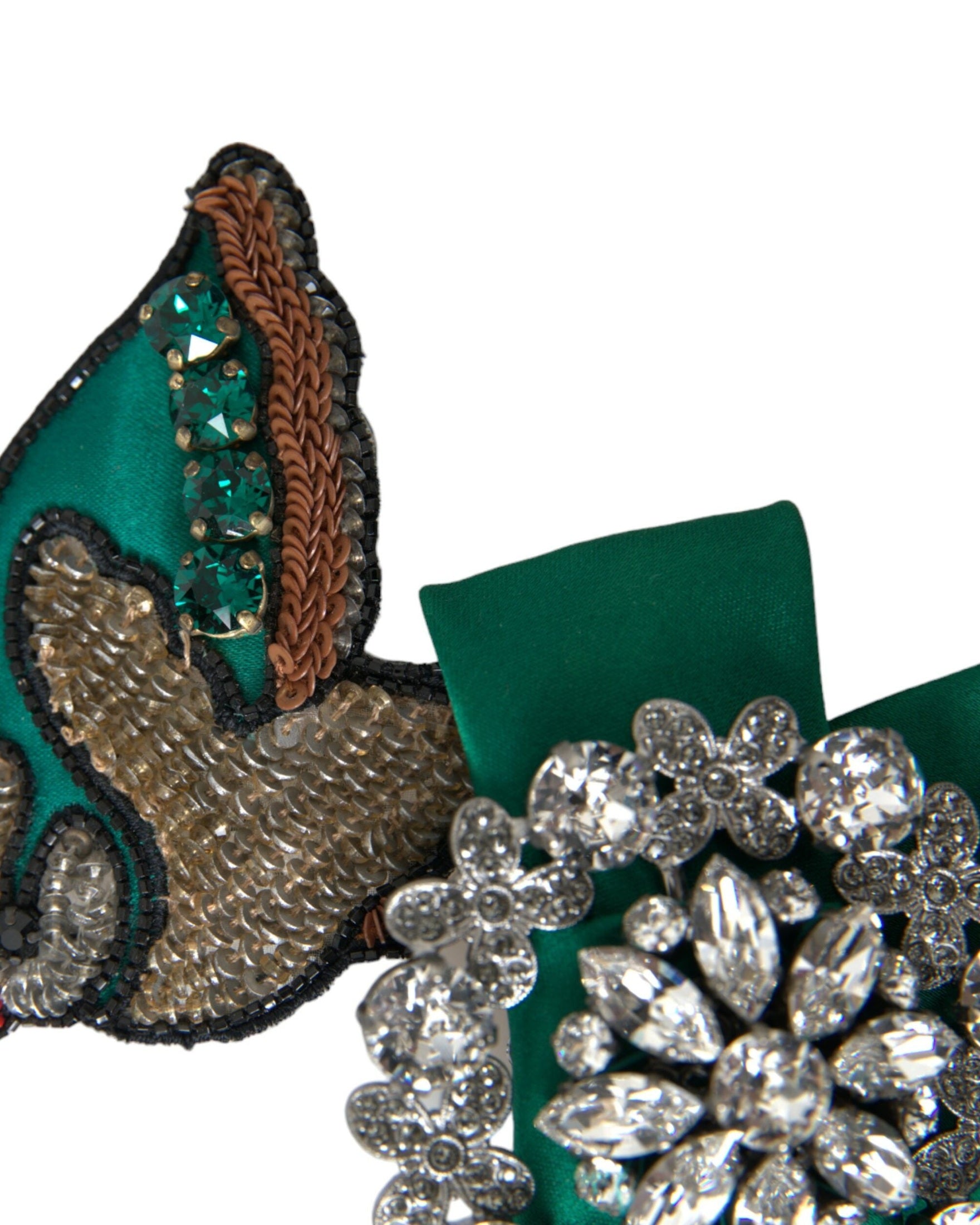 Dolce & Gabbana Satin Bird Crystal Women Hair Green Clip Glam Steals