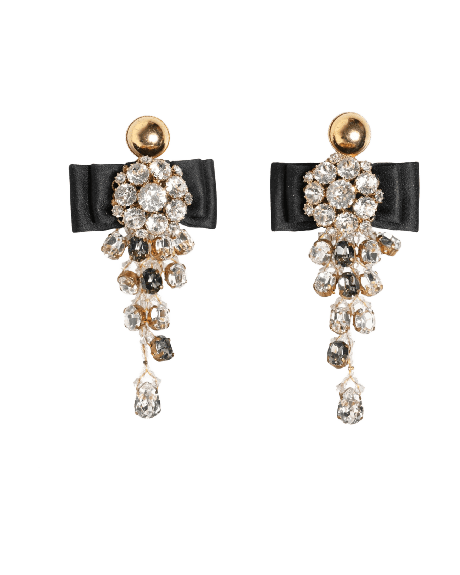 Dolce & Gabbana Satin Crystal Chandelier Bow Clip On Jewelry Earrings Glam Steals
