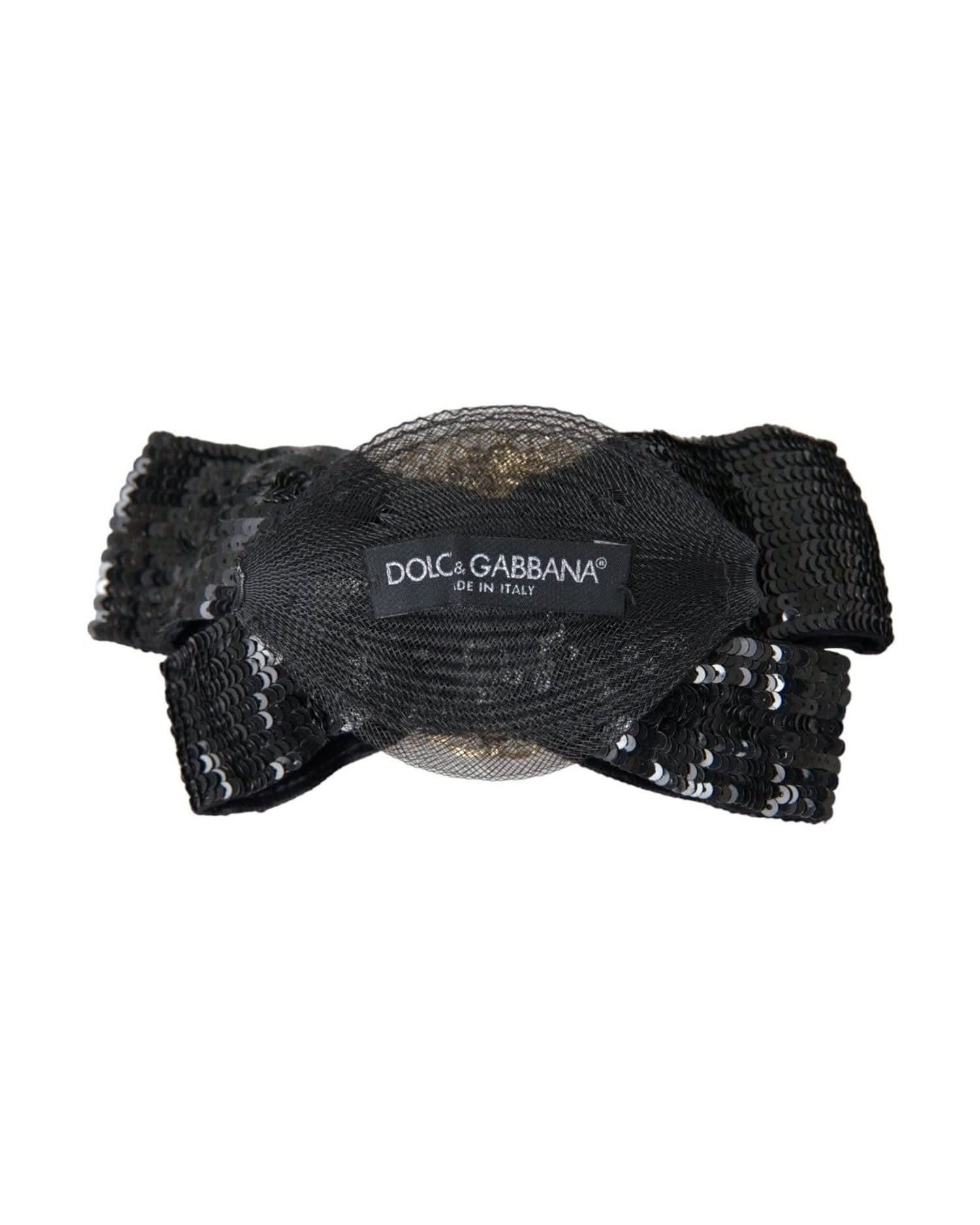 Dolce & Gabbana Black Sequin Pearl Handmade Brooch Hair Pin Hair Pins, Claws & Clips