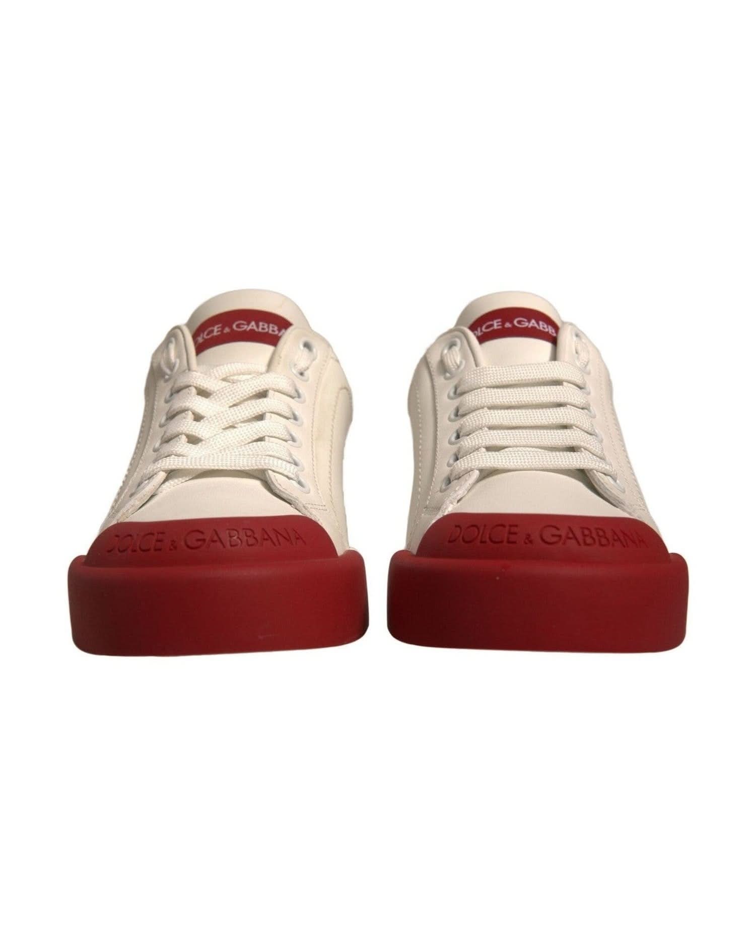 Dolce & Gabbana Shoes White Leather Logo Portofino Sneakers Sneakers