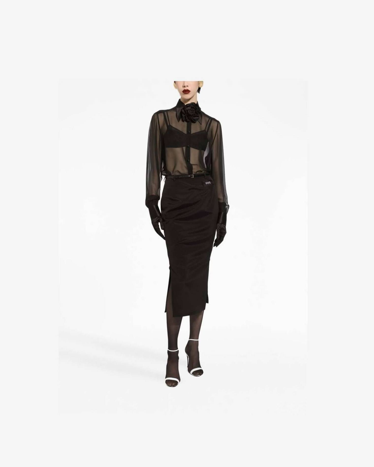 Dolce & Gabbana Satin Detail Silk Chiffon Shirt Shirts