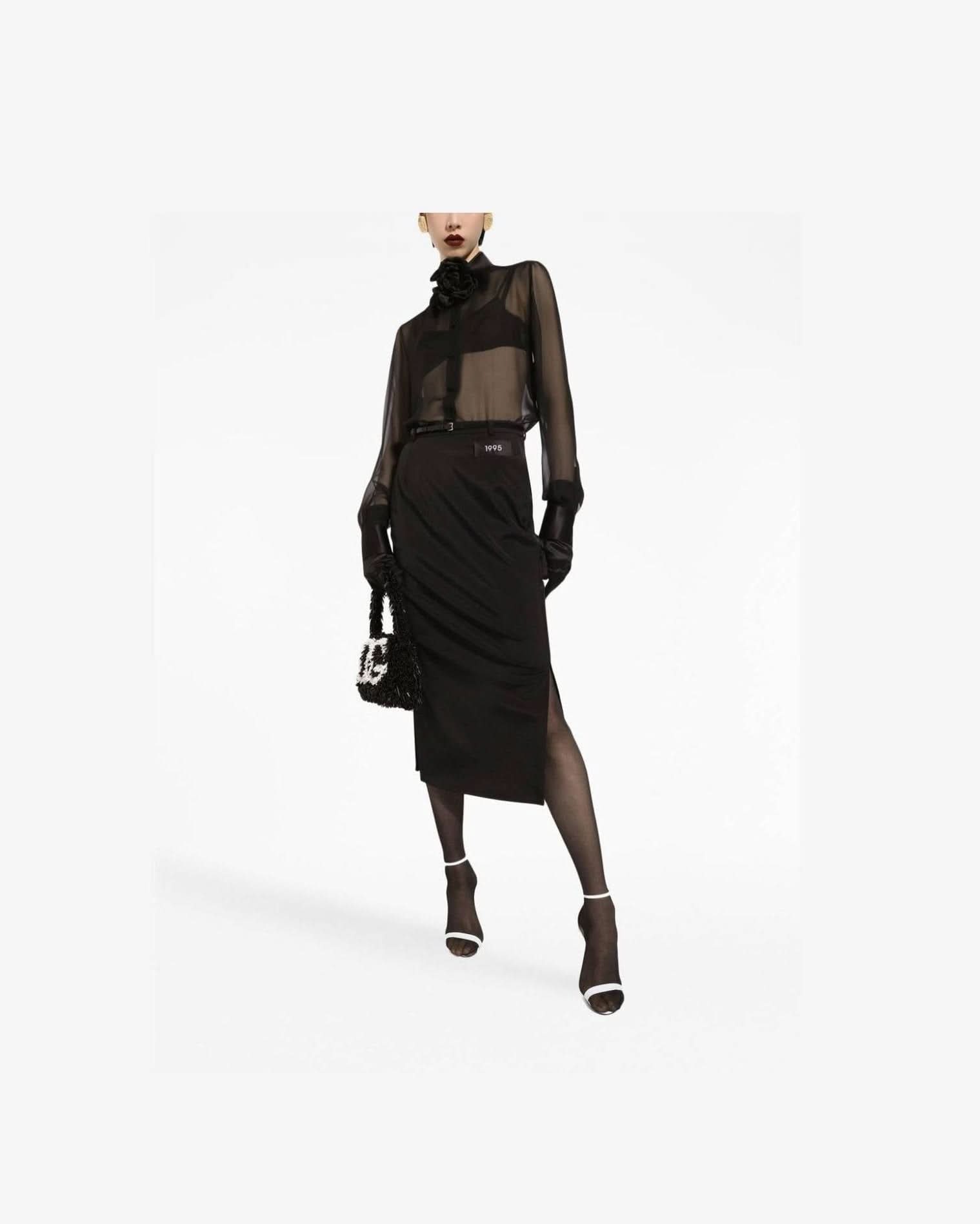 Dolce & Gabbana Satin Detail Silk Chiffon Shirt Shirts