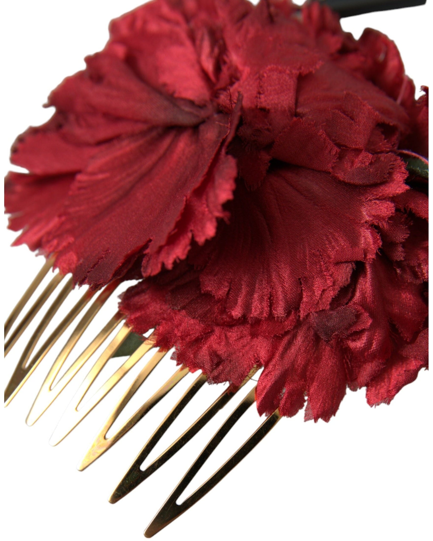 Dolce & Gabbana Silk Floral Brass Women Hair Red Gold Comb Glam Steals
