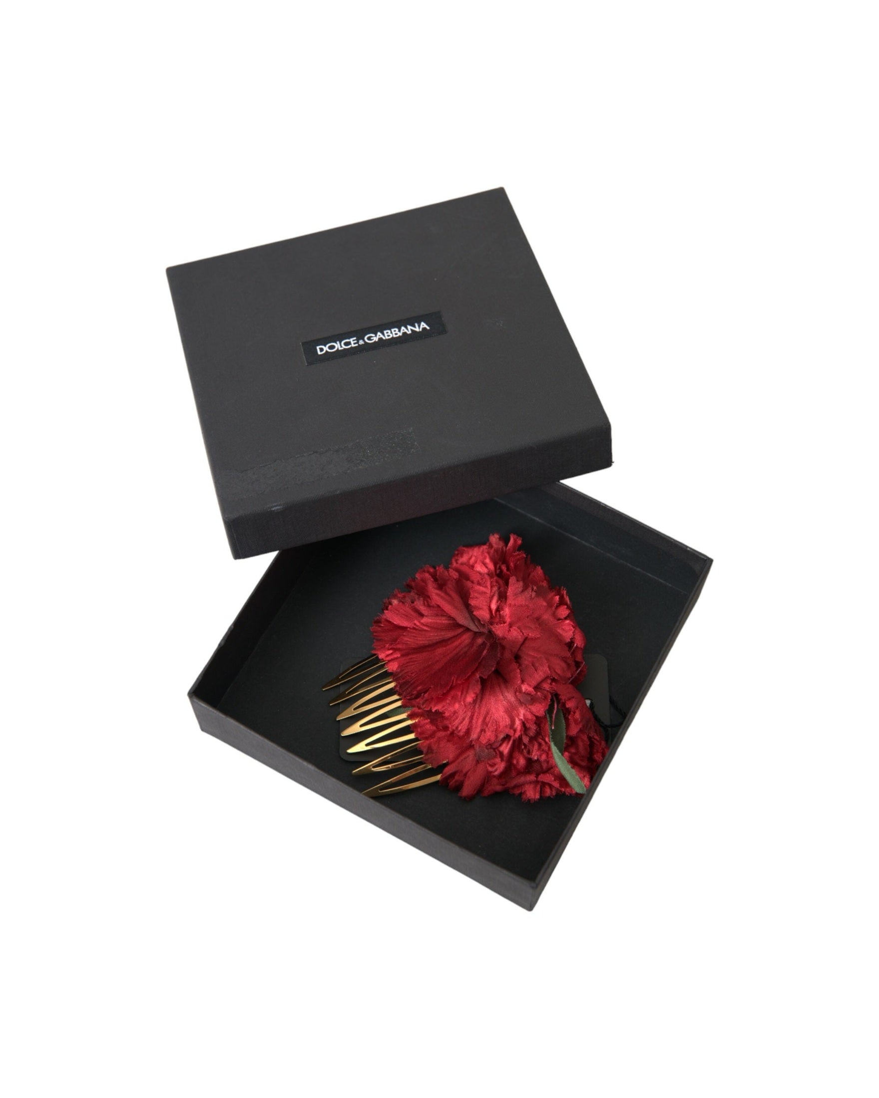Dolce & Gabbana Silk Floral Brass Women Hair Red Gold Comb Glam Steals