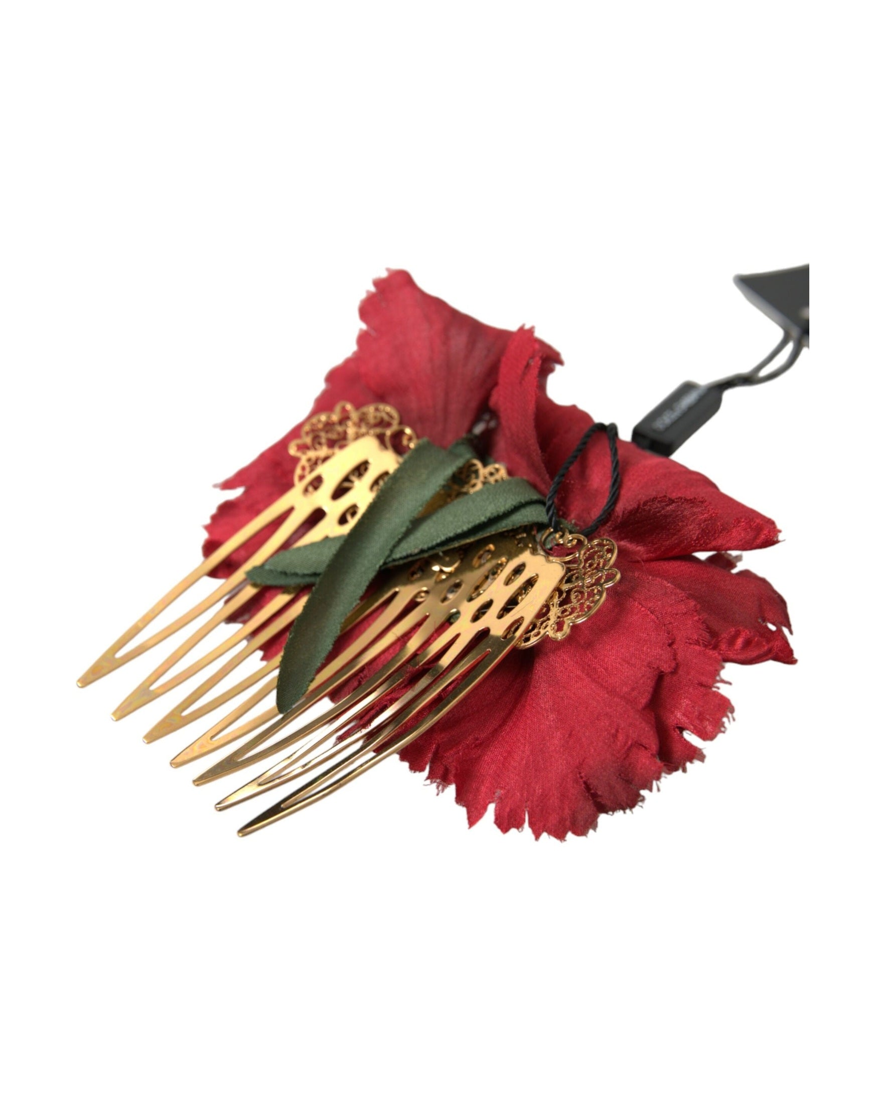 Dolce & Gabbana Silk Floral Brass Women Hair Red Gold Comb Glam Steals