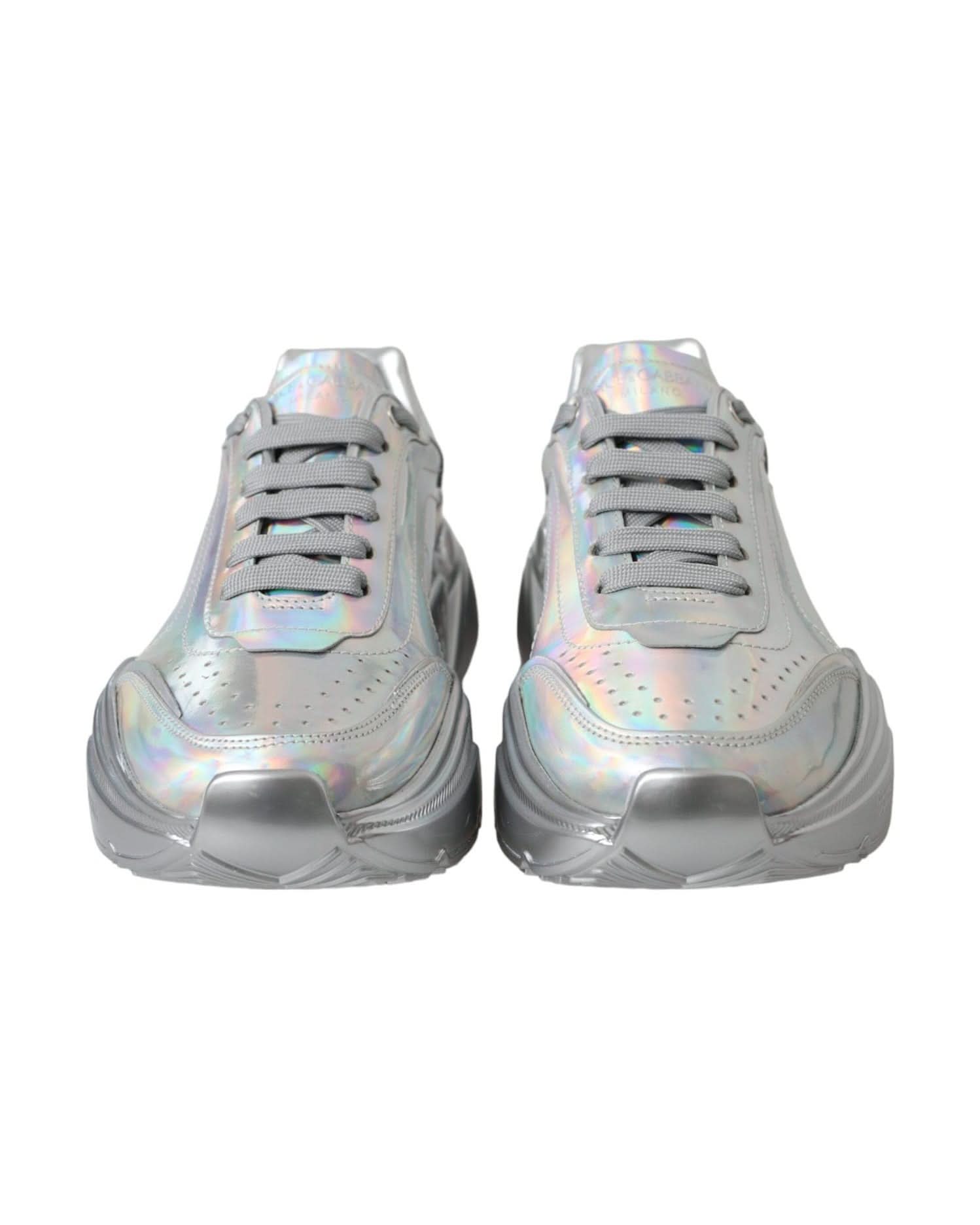 Dolce & Gabbana Silver Iridescent Daymaster Leather Sneakers Shoes Sneakers