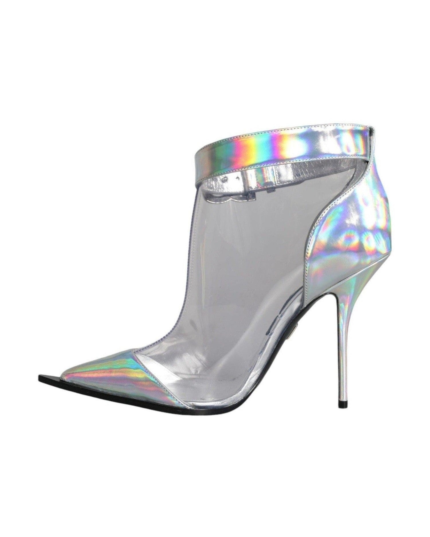 Dolce & Gabbana Silver Iridescent Pvc Pointed Short Boots Shoes Glam Steals