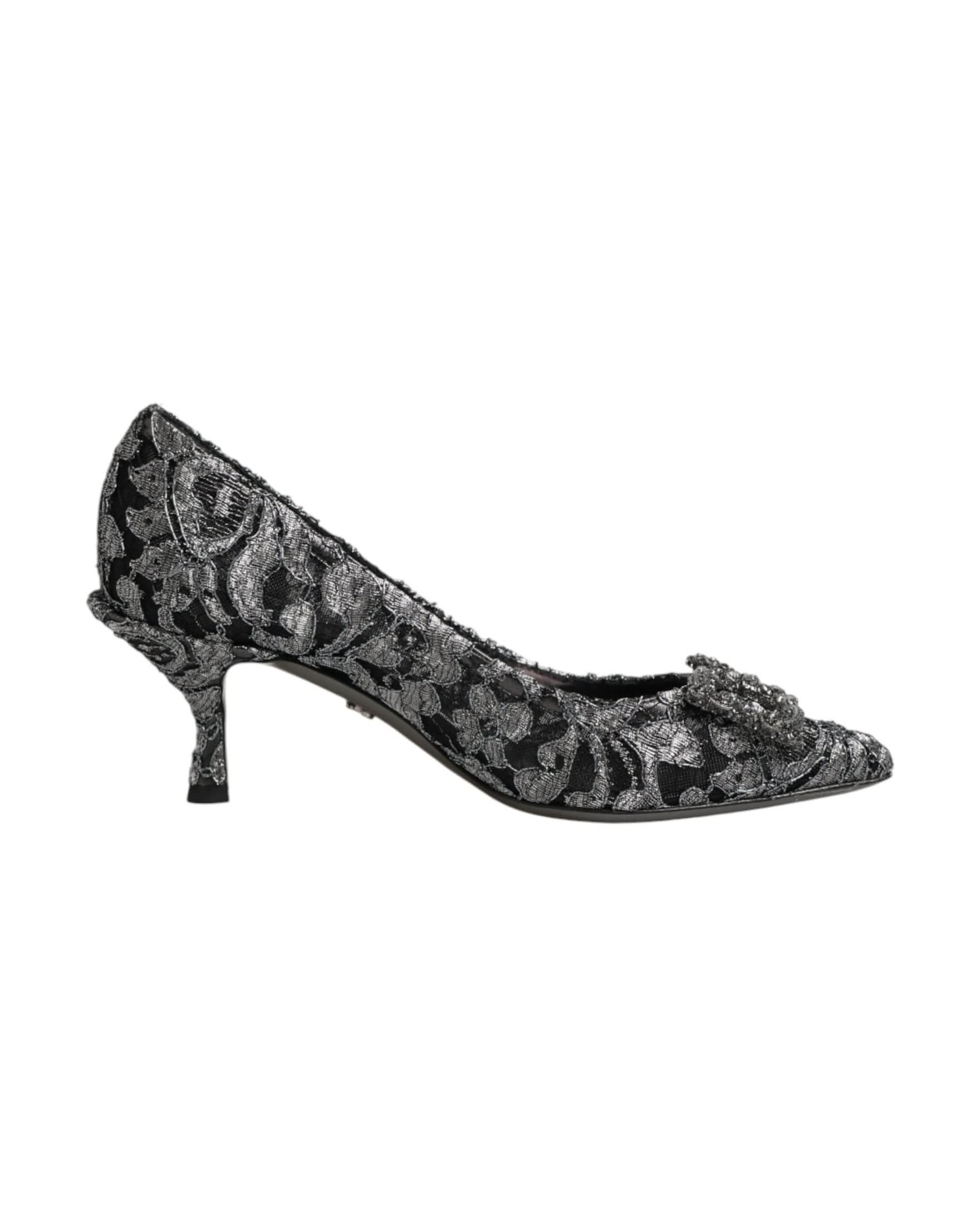 Dolce & Gabbana Silver Lace Dg Amore Heels Heels