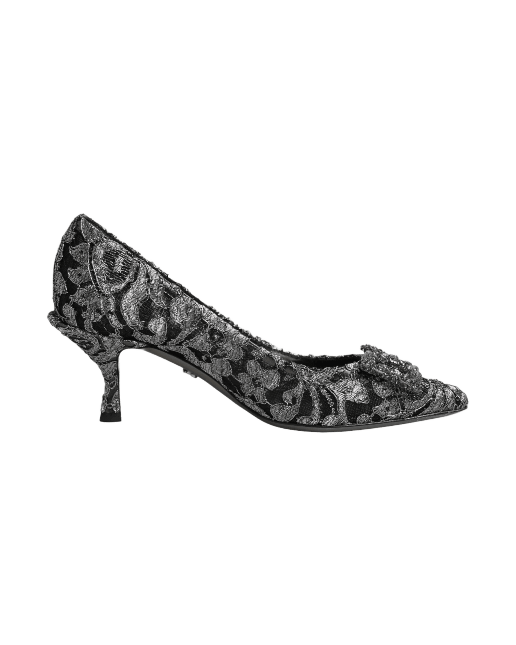 Dolce & Gabbana Silver Lace Dg Amore Heels Heels