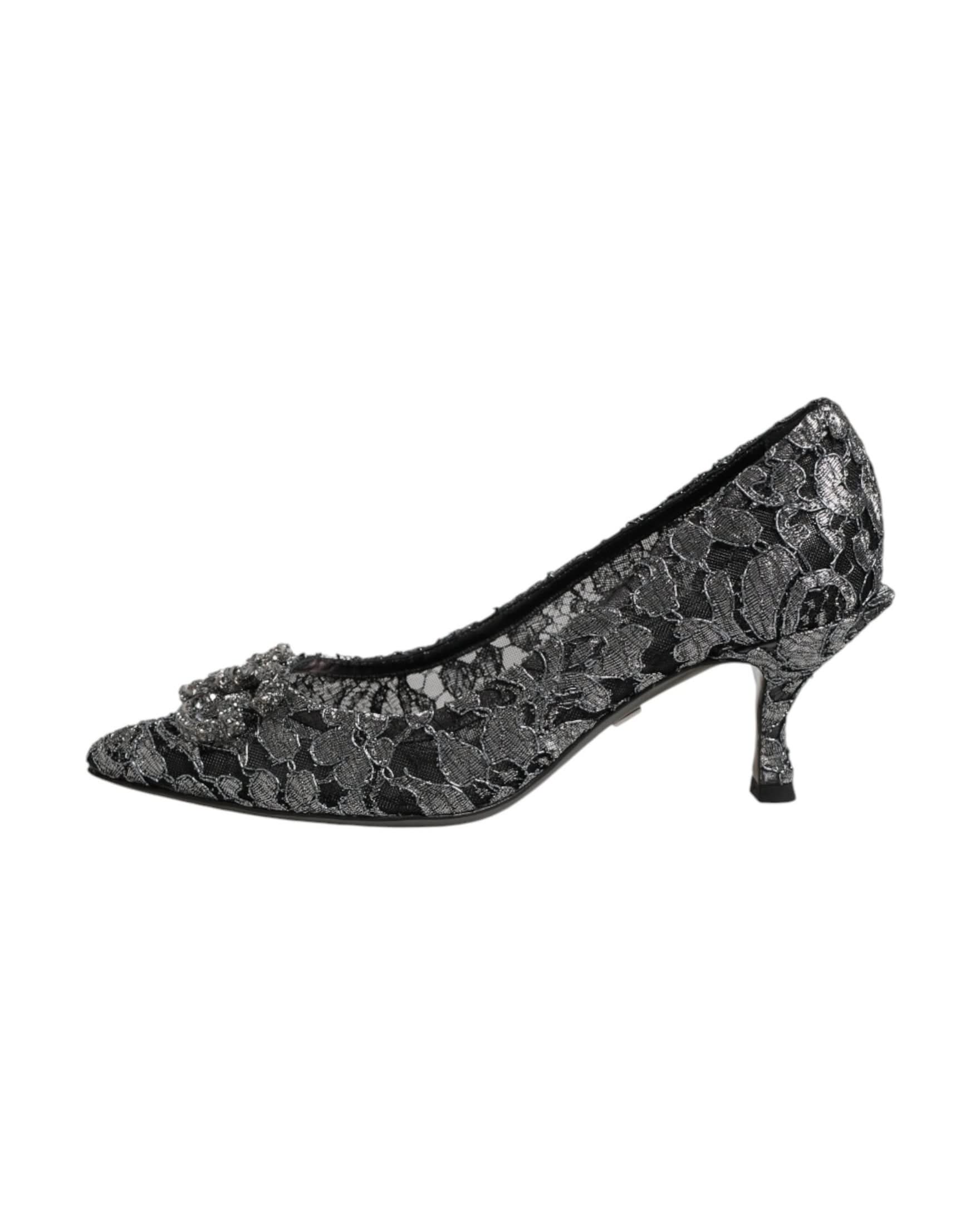 Dolce & Gabbana Silver Lace Dg Amore Heels Heels