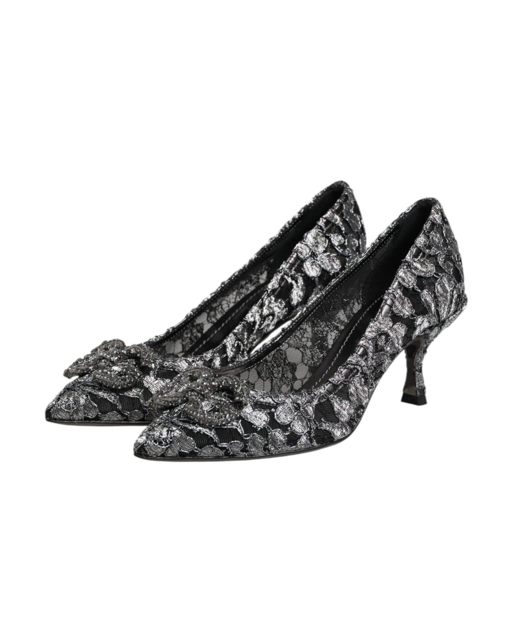 Dolce & Gabbana Silver Lace Dg Amore Heels Glam Steals