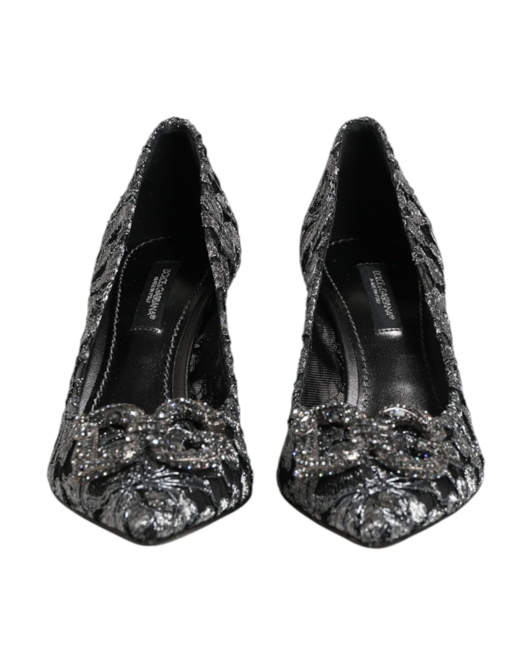 Dolce & Gabbana Silver Lace Dg Amore Heels Heels