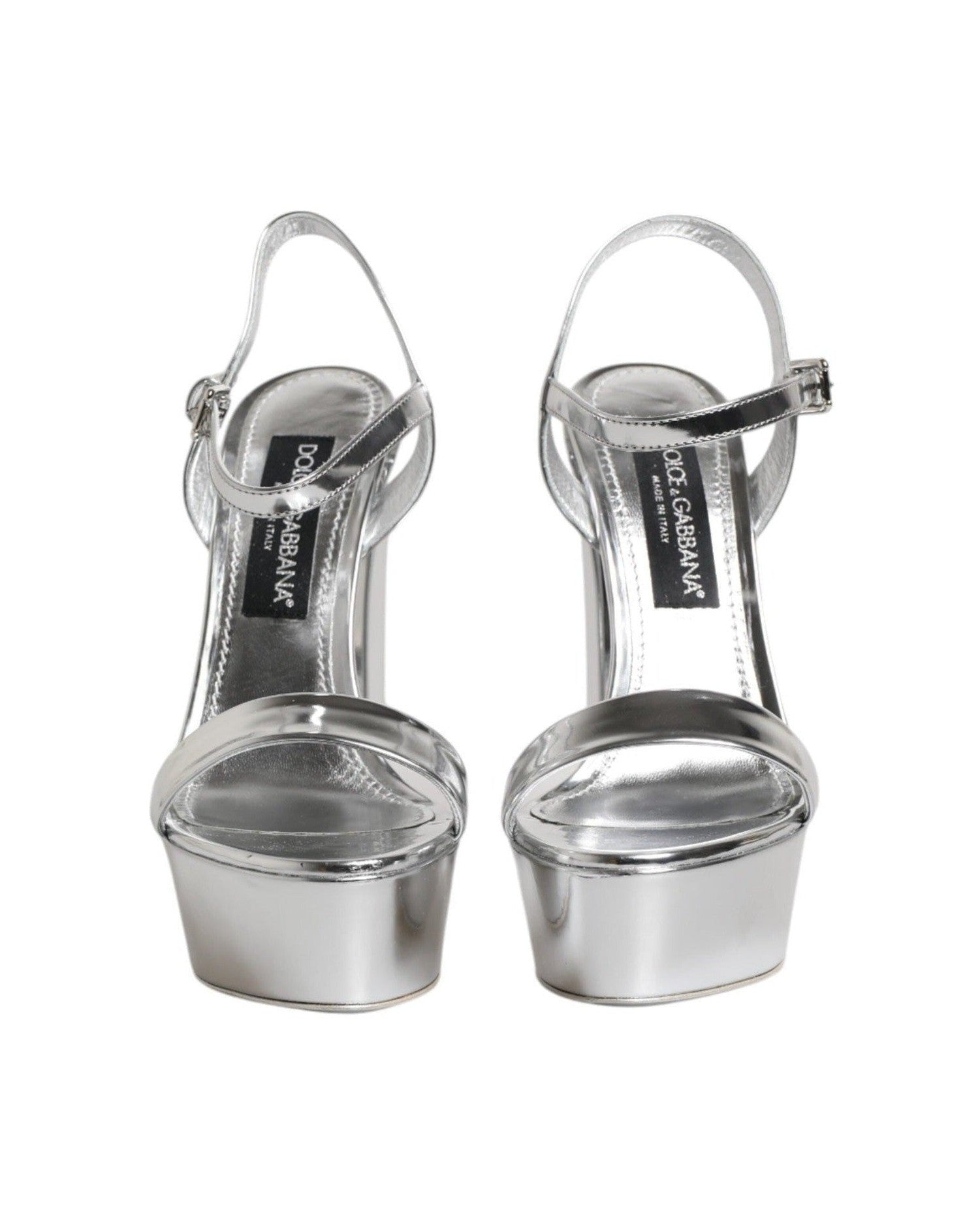 Dolce & Gabbana Silver Leather Platform Keira Sandals Shoes Glam Steals